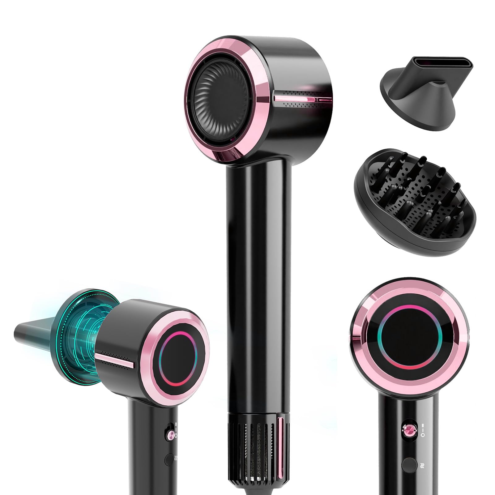 CINOSTAR Hair Dryer Fast Drying Blow Dryer with Diffuser with 110 000RPM Brushless Motor Ionic Technology No Heat
