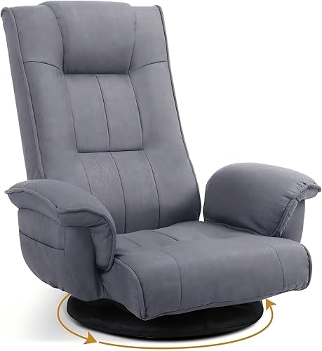 Silla ergonómica giratoria para juegos con reposabrazos y bolsillos laterales, sofá cama reclinable de 6 posiciones, tumbona acolchada plegable con