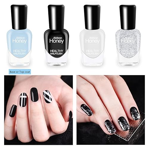 Miniatura 9 de Abitzon Juego de esmaltes de uñas 10 botellas no tóxico ecológico fácil de despegar y de secado rápido a base de agua