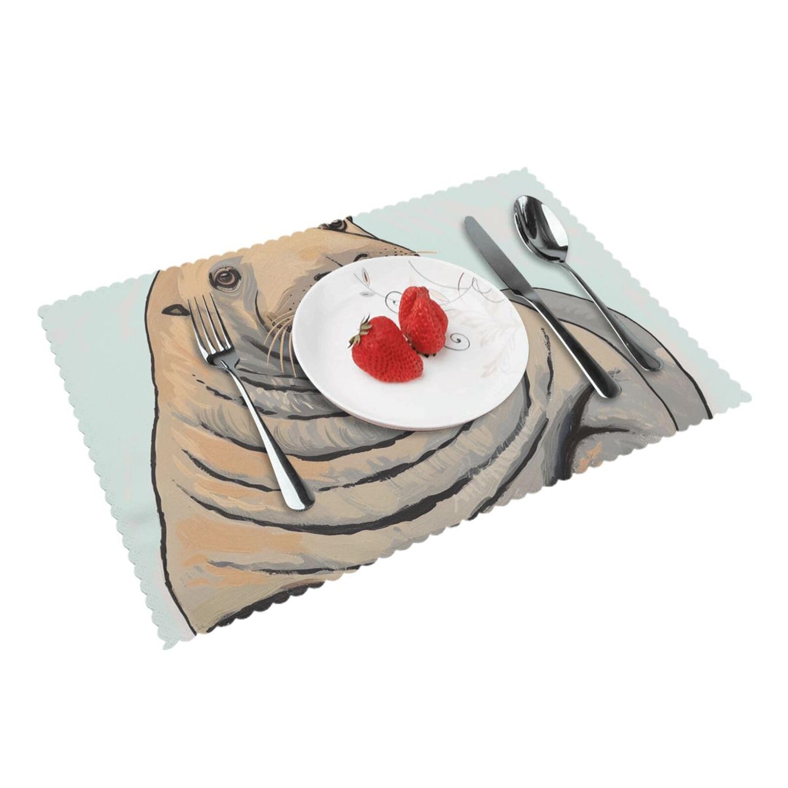Walrus Art Printed Placemat Heat Resistant Place Mats Set of 4 PCS Washable Kitchen Table Mats, 12x18 Inch