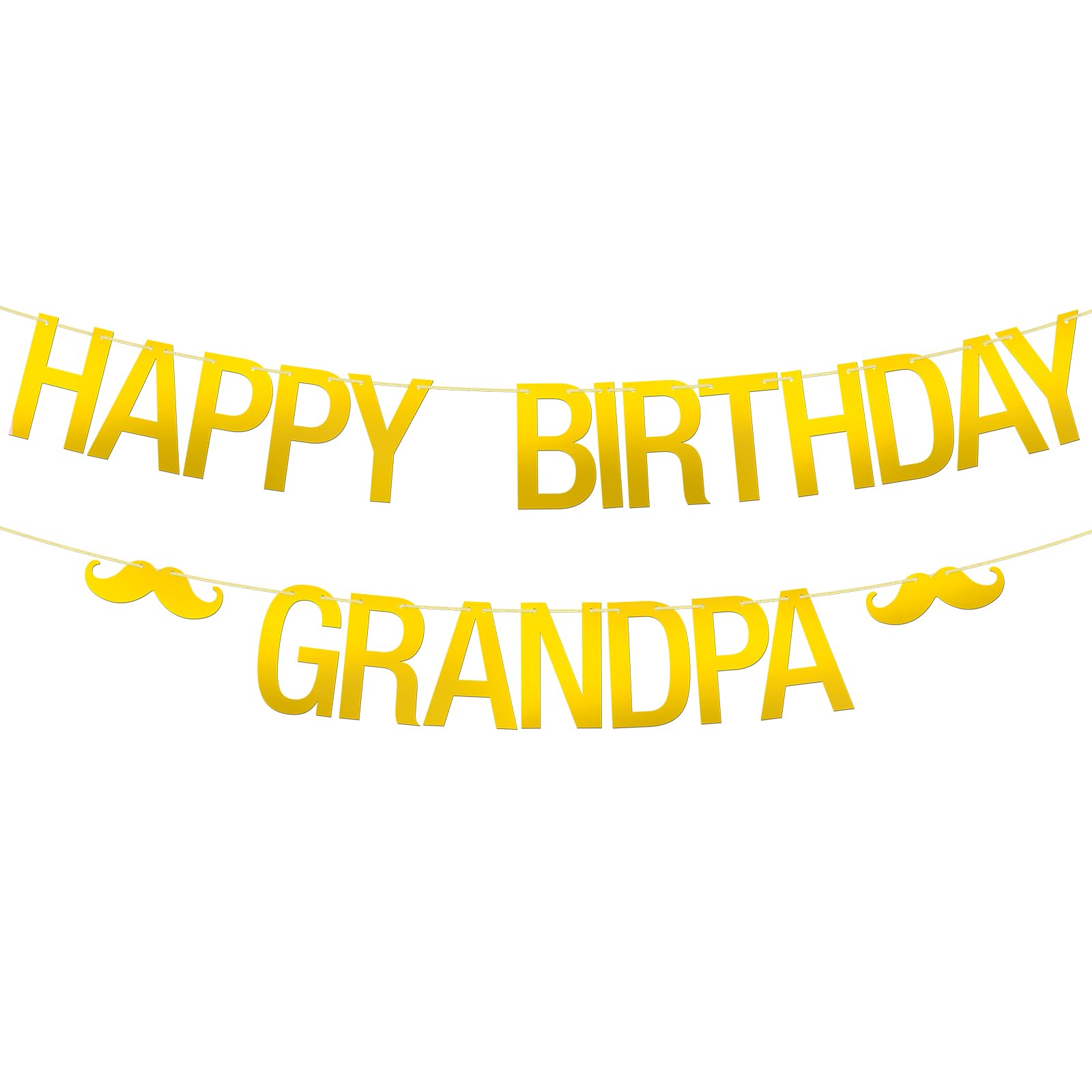 Happy Birthday Grandpa Banner Grandfather Birthday Hanging Decor Man Daddy Super Dad Bday Party Decoration Supplies Mirror Gold