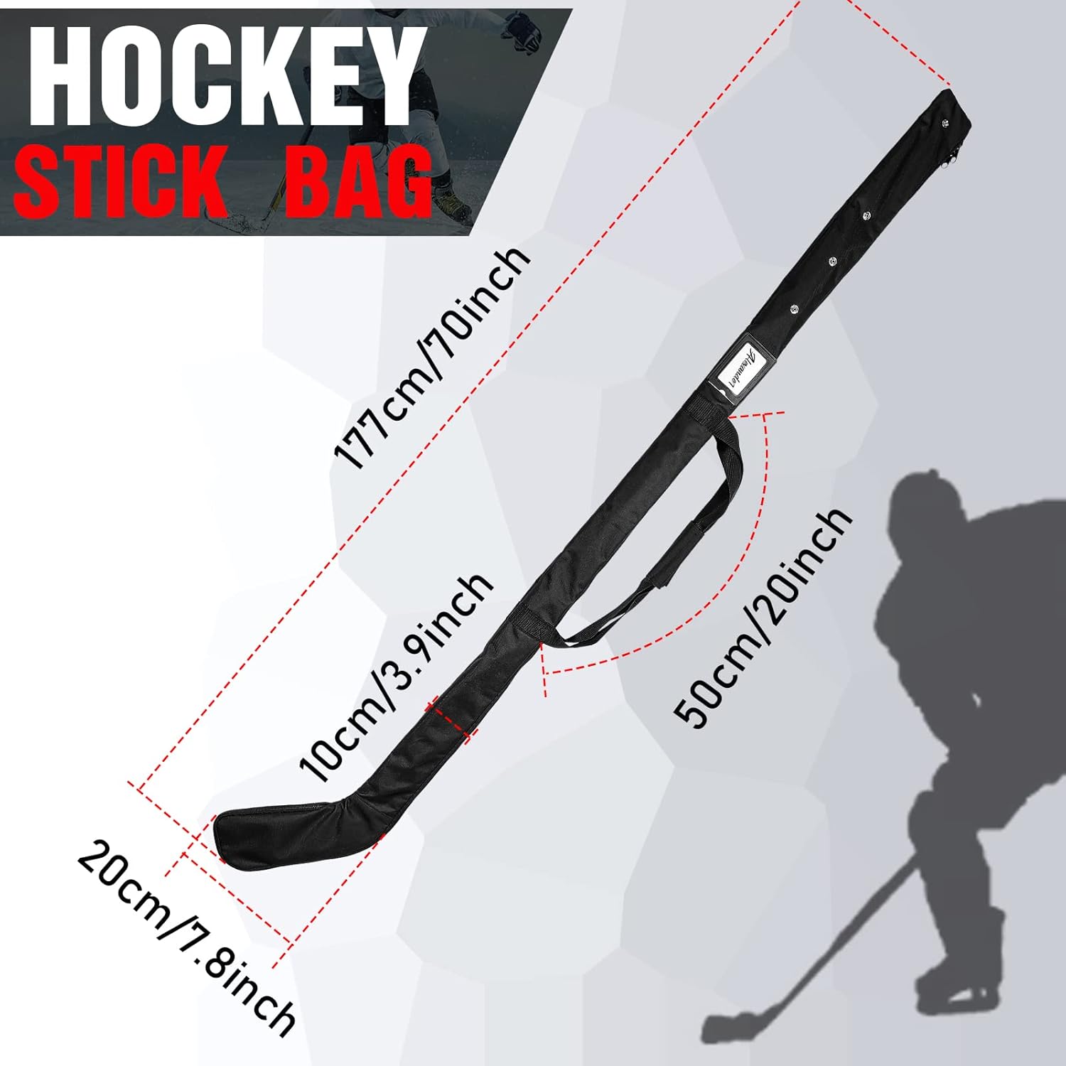 Deekin Ice Hockey Stick Bag Black Lightweight Hockey Stick Bag 70 x 7.8 In Field Hockey Stick Bag with Shoulder Straps for Men Women Adults Indoor Outdoor Hockey Equipment Travel Accessories : Sports & Outdoors