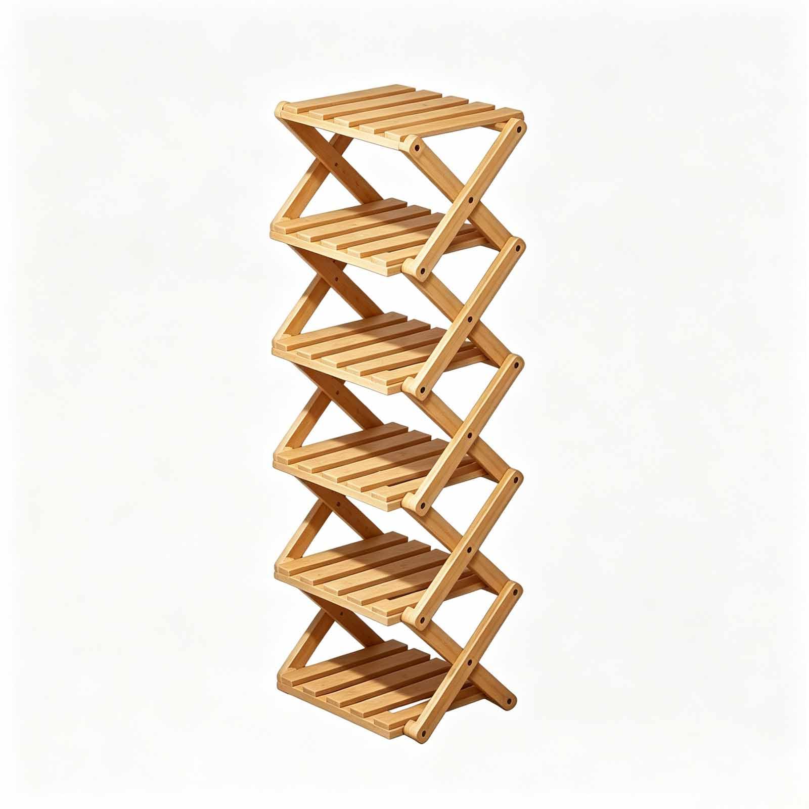 Étagère De Rangement en Bambou Pré-assemblée À 9 Niveaux — Étagère À Chaussures Dangle Pliable en Bambou | Étagère À Chaussures Étroite Et Peu Encombrante (Aucun Assemblage Requis) — Idéale pour