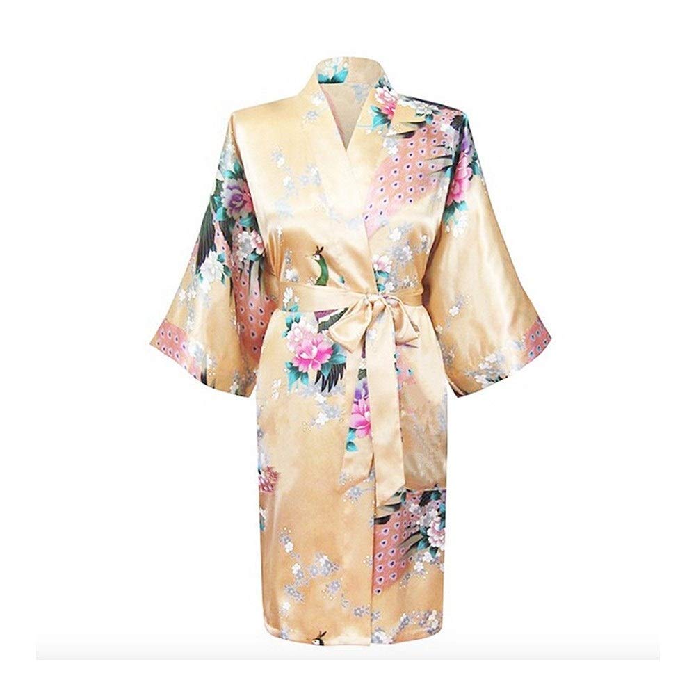 Damskie piżamy w stylu japońskim, szlafroki dla panny młodej, szlafroki dla druhny, szlafroki kimono w kwiaty, biały-XXL