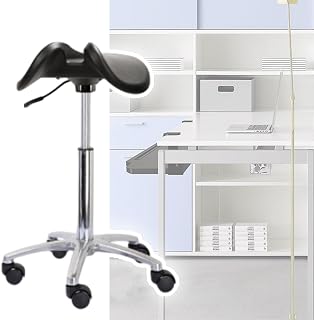 Saddle Stool Rolling Saddle Stool for Bar Office Kitchen, Ergonomic Dentist Hydraulic Swivel Chair, Heavy Duty Counter Salon Chair, Adjustable Saddle Seat