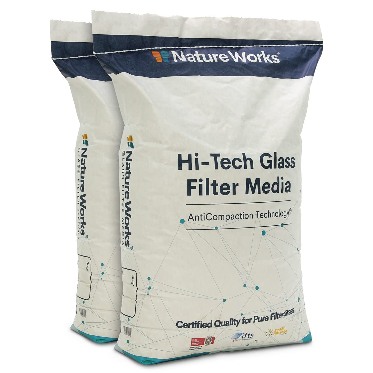 Nature Works Filterglas - Filterglas für Poolfilter - 40 kg, Körnung 0,6 bis 1,0 mm, aus reinem Flachglas