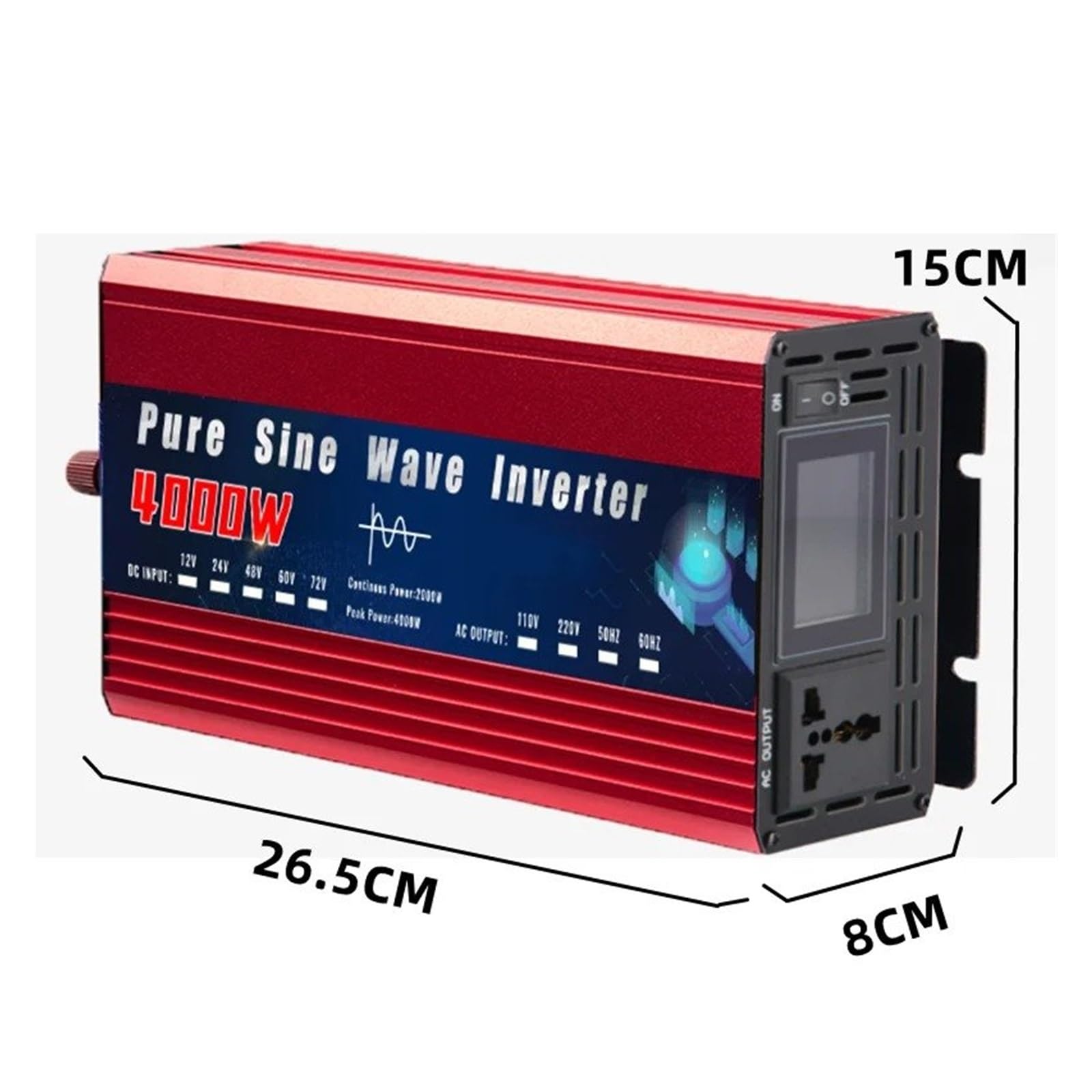 Power Inverter Convertitore Tensione Alimentazione A Onda Sinusoidale Pura 12V 220V 2000W 3000W 4000W DC 12v 24v A AC 220v 110v Per Inverter Solare Auto Convertitore(12V,110V 60HZ,1000W)