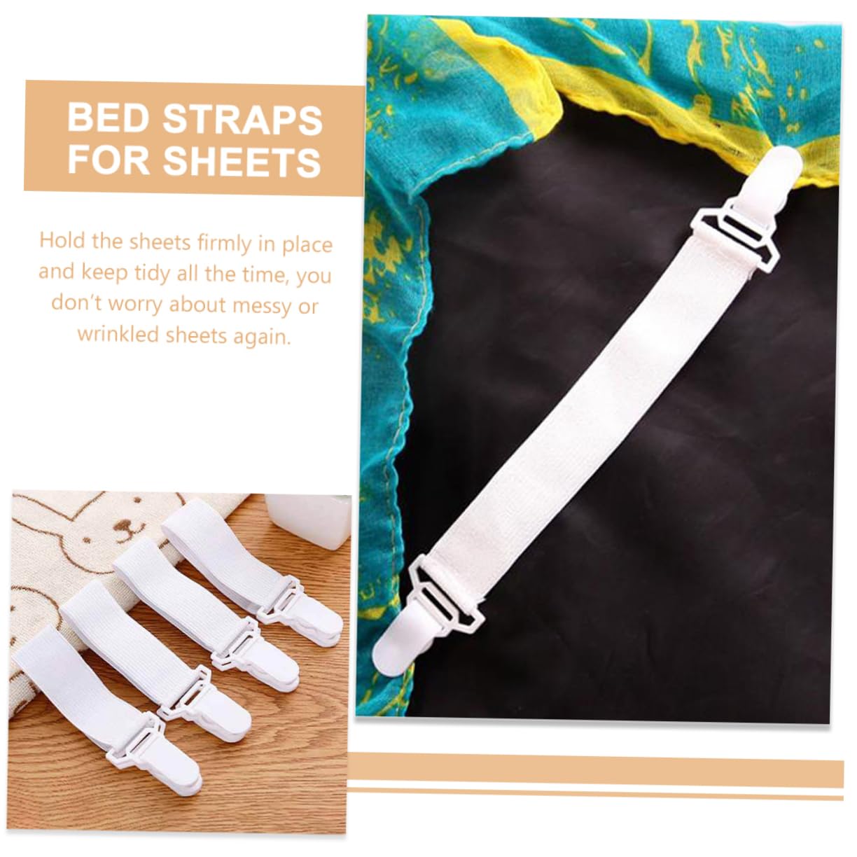 Cabilock 5 Sätze Bettlaken-Clip Spannbettlaken Halter Spannbetttuch Halter Spannbettlakenhalter Verstauen Einstellbar Bettlakenklammern/-Riemen Bett-hosenträger Plastik Weiß 20 Stück * 5
