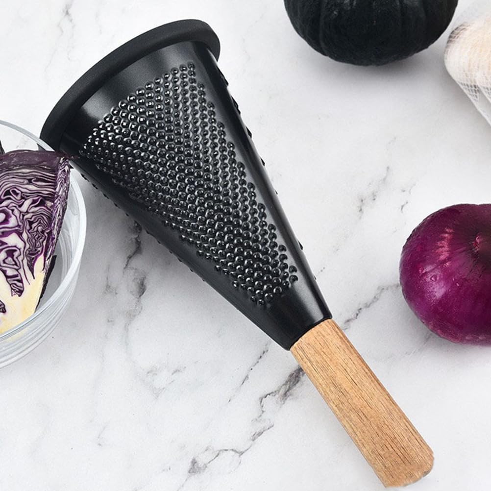 Luxshiny Grattugia a cono per formaggio in acciaio inox, tripla mano, per verdure, formaggio, patate, frutta, verdura, tritatutto, con manico in legno, per triturare, taglierina, limone, grattugia