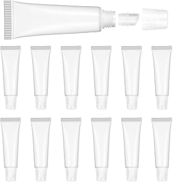 Styquenzer Empty Lip Gloss Tubes, 12 Pcs 10 ml Clear Mini Lip Gloss Containers Portable Travel Toothpaste Container Refillable Lip Balm Squeeze Tube for DIY Lipgloss Cosmetic Toiletries