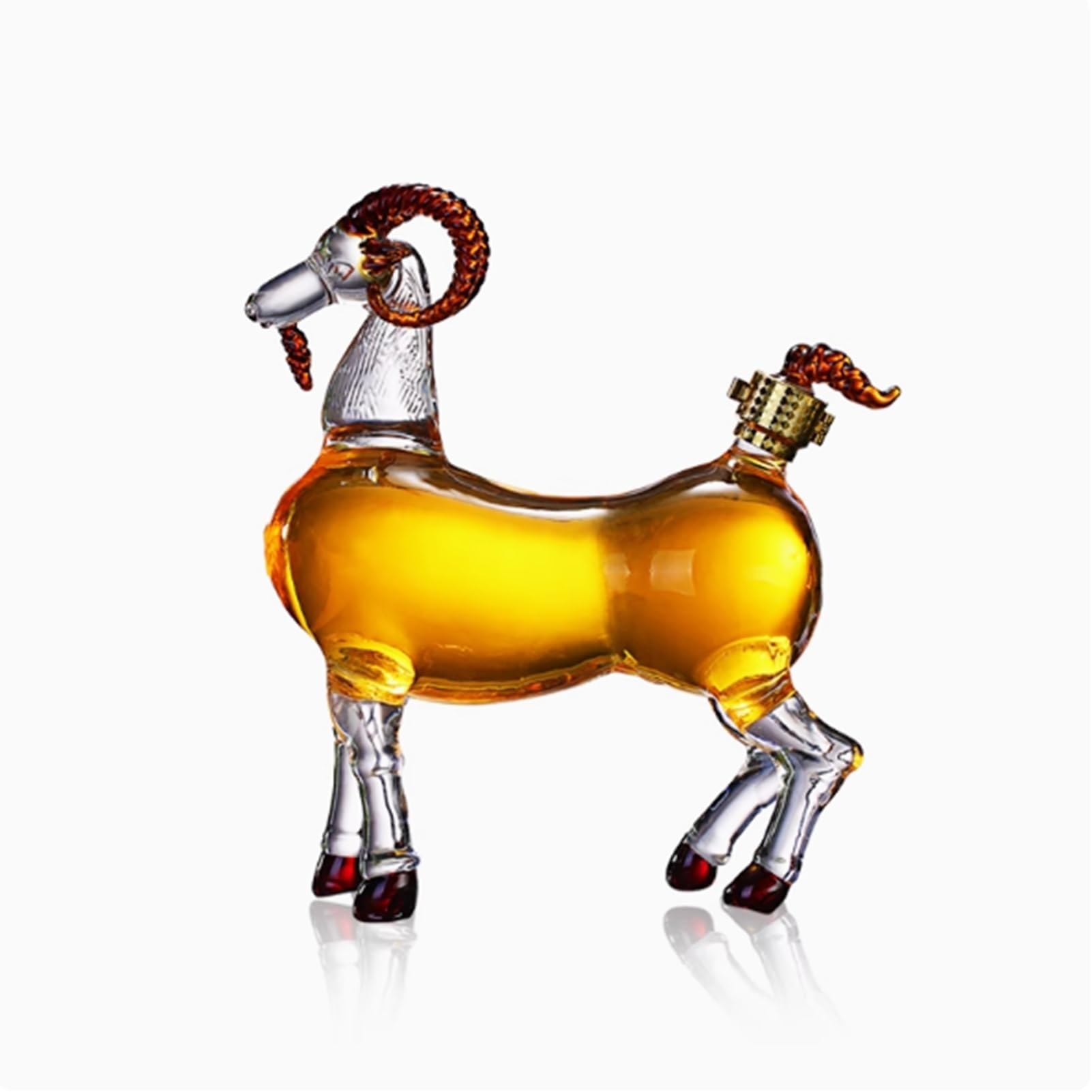 1000ML Decantador Whisky Arte Escultura - Decantador De Whisky 3D Con 9 Formas De Animales, Divertida Botella De Vino De Vidrio Sin Plomo, Artículos De Bar Con Temática Animal(Goat)