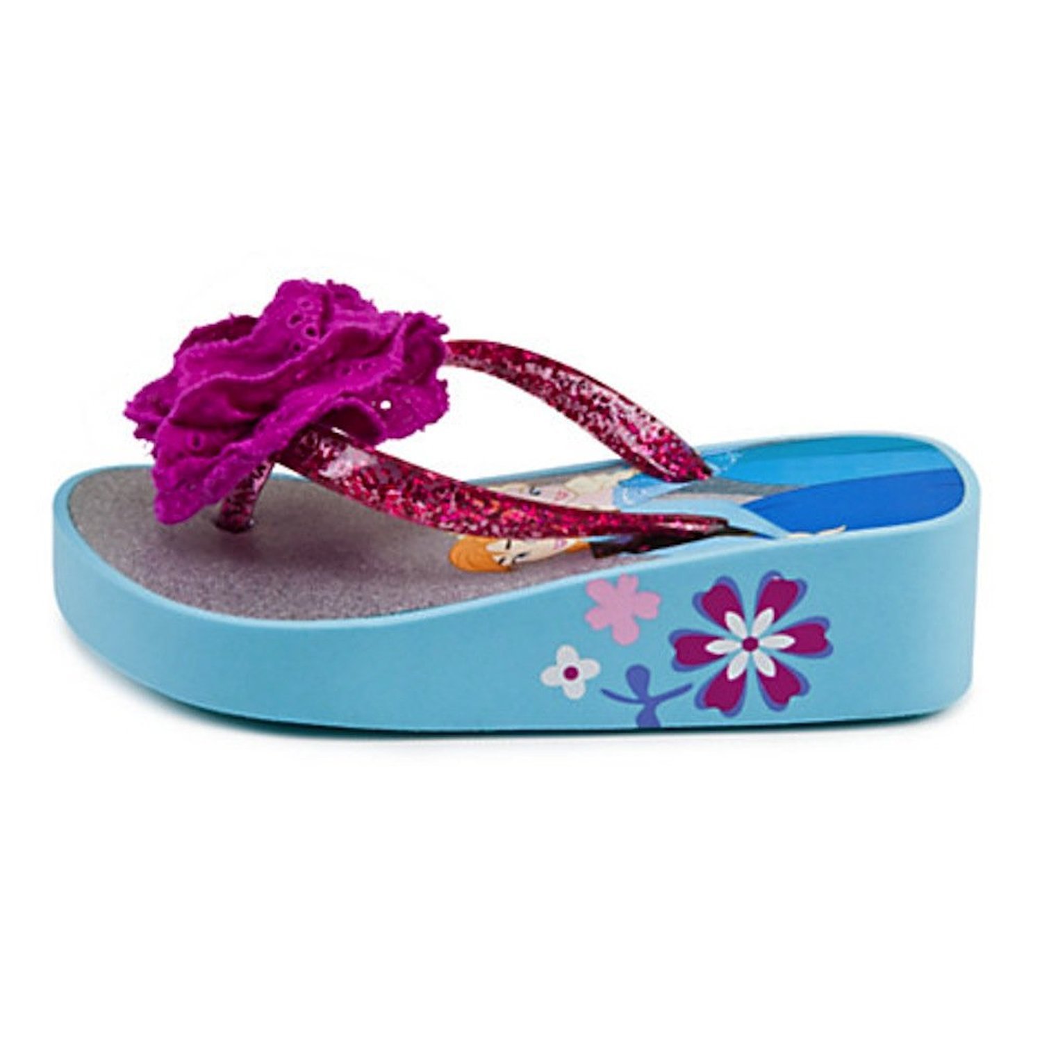 Disney Store Frozen Princess Elsa/Anna Platform Flip-Flops Size Small 11/12