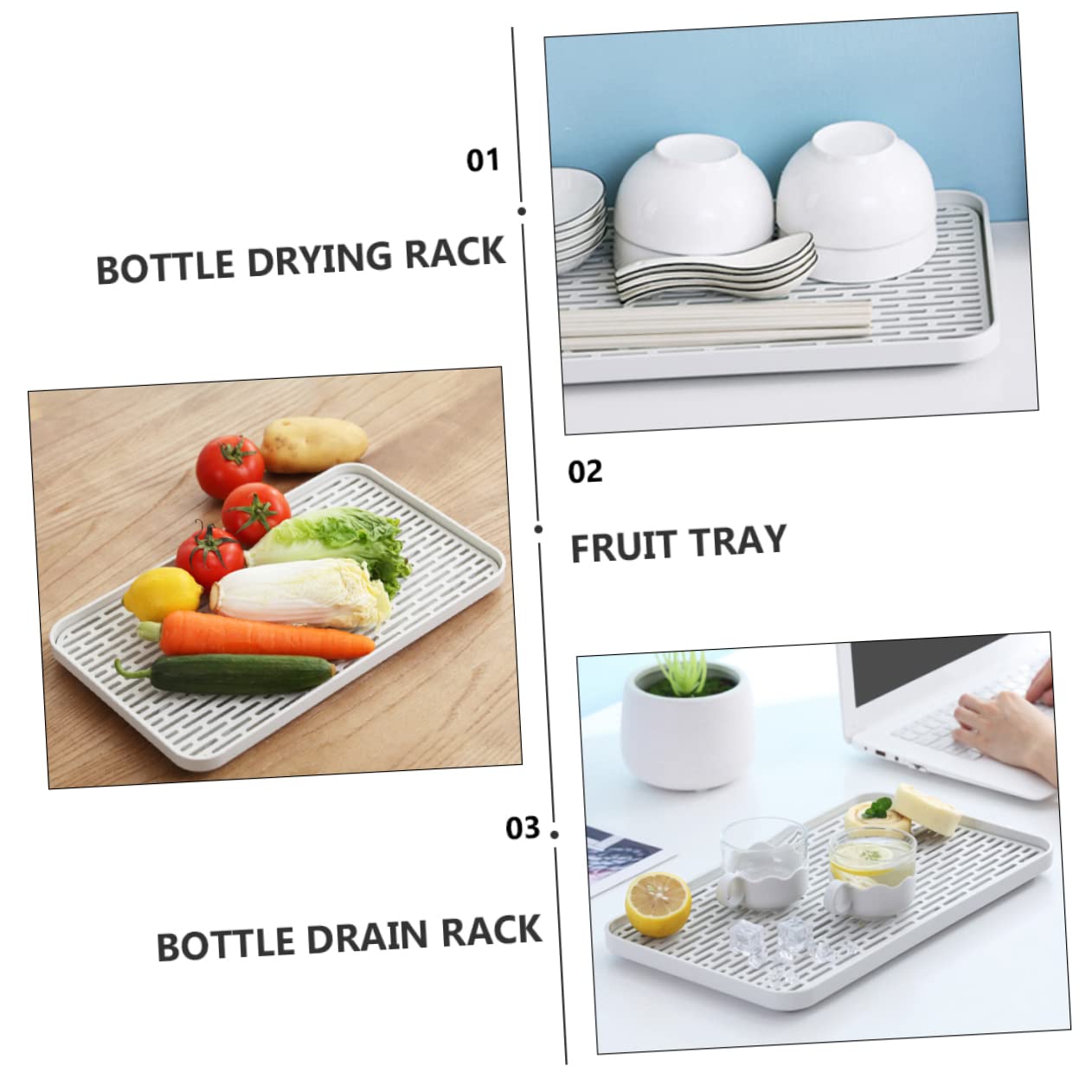 HONMEET Baby Bottle Drying Rack with Detachable Drain Tray Double-Layer Drainer for Bottles Cups and Fruit Tray Kitchen Counter Organizer - Image 4