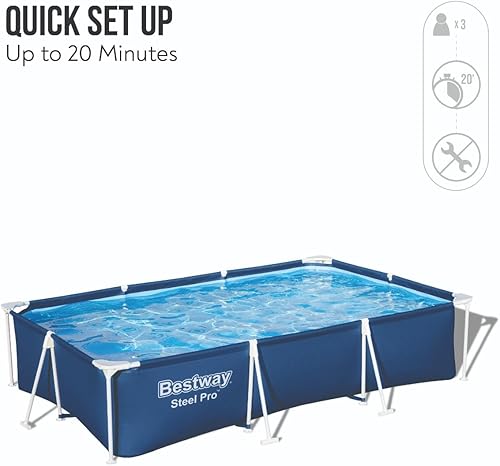 Miniatura 5 de Bestway Steel Pro  Piscina sobre el suelo con marco de metal, piscina al aire libre familiar de 9.10 pies