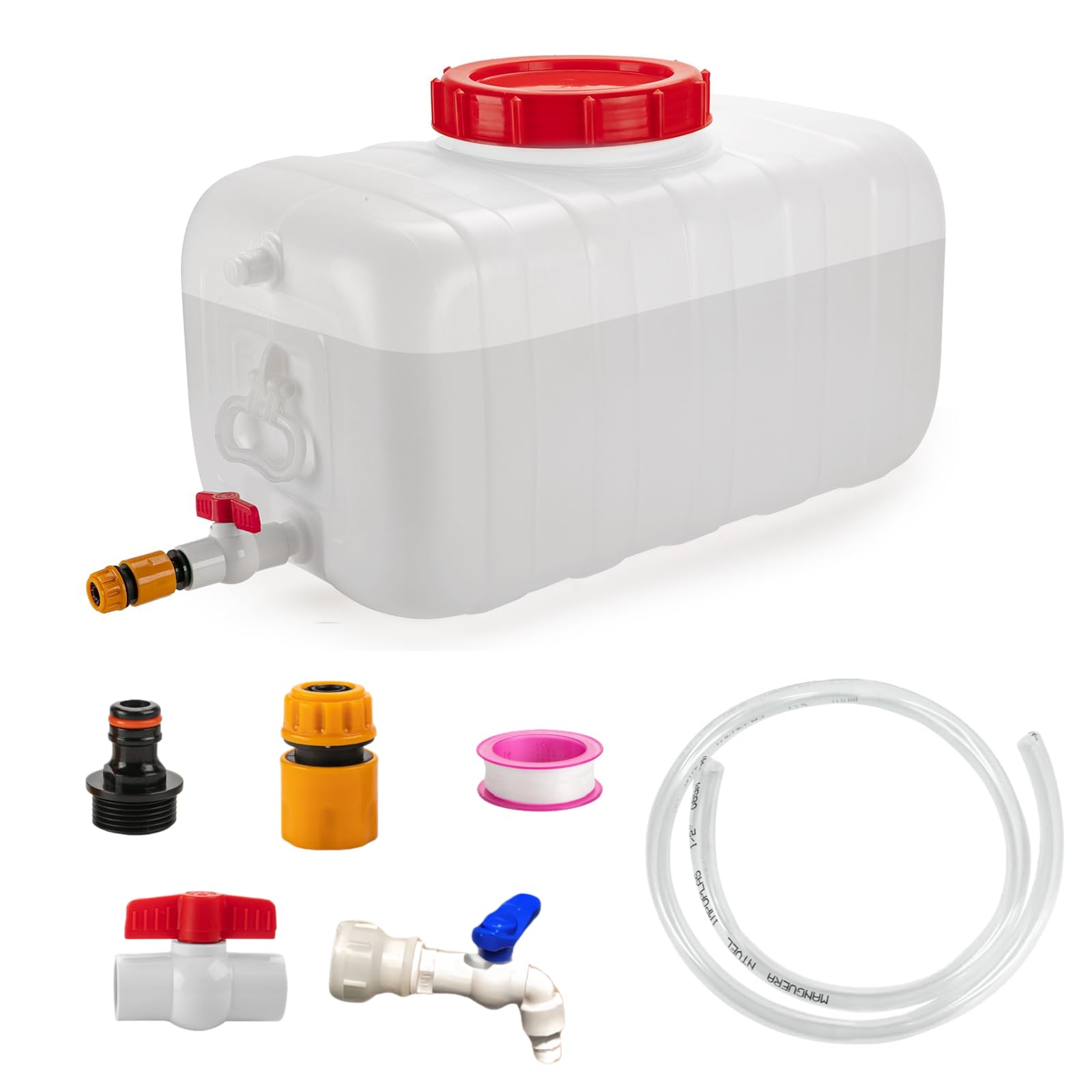 Kunyos White 25L Portable Water Tank – 6.6 Gallon Campervan Water Tank With Spigot, Food-Grade Plastic Water Container Camping, Fresh/Dirty Water Storage Tank For Uk Outdoor, Garden (, 25L)