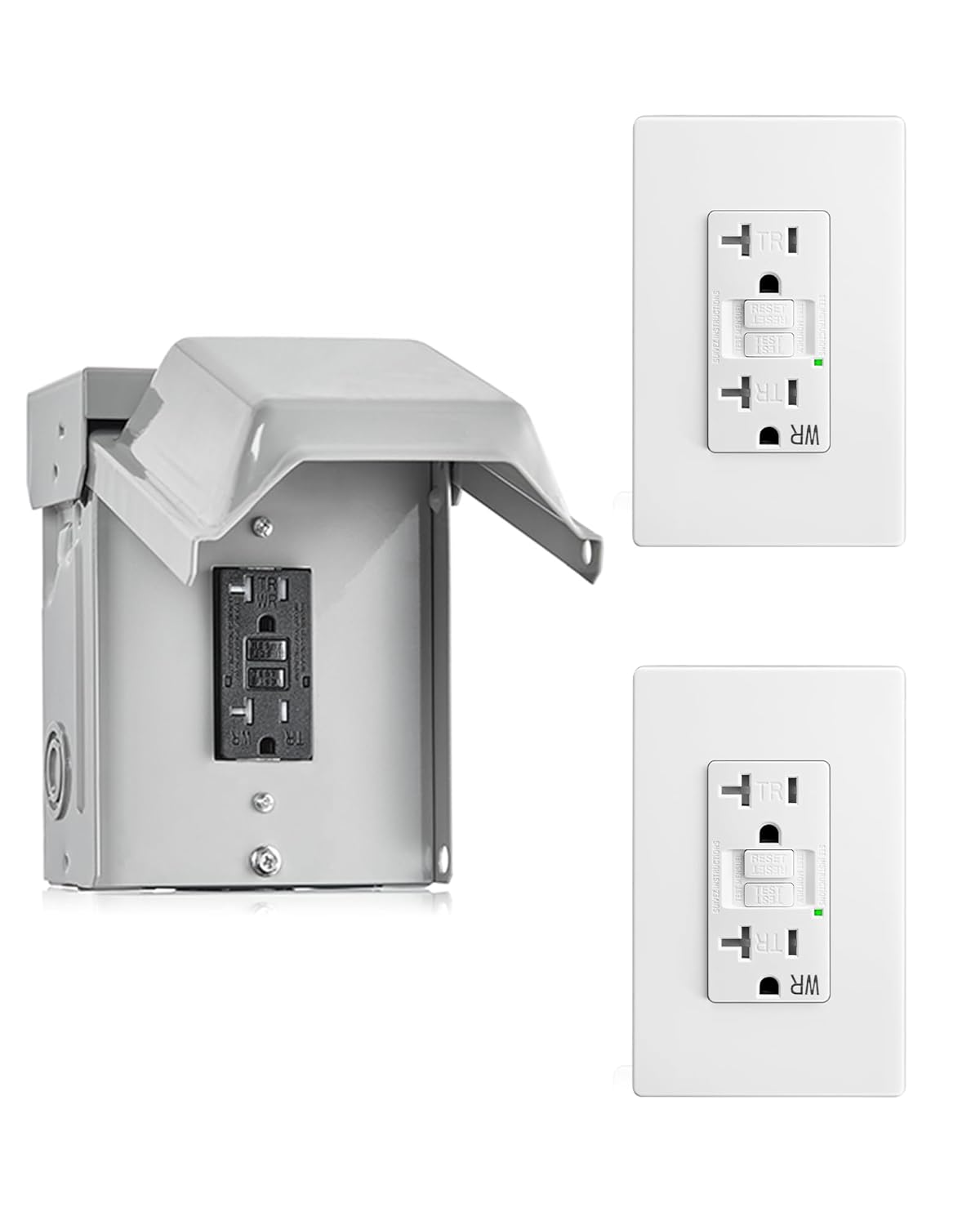 SURAIELEC Outdoor Outlet Box & Indoor GFCI Outlet, 20 AMP WRTR GFCI Receptacle, Weather-Resistant GFI Electrical Outlets