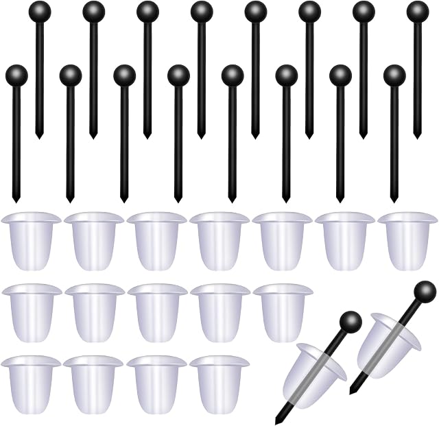 KINBOM 200pcs Plastic Earring Posts and 200pcs Silicone Transparent Earring Backs Rubber Ear Stoppers, Plastic Earrings Safety Earring Backings Studs for Women Girls Men (Black, Clear)