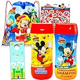 Disney Mickey Mouse Ultimate Bathroom Set for Kids, Toddlers ~ 3 Pc Mickey Accessories Bundle with Body Wash, Drawstring Bag, and More (Mickey Mouse Bath Toys)