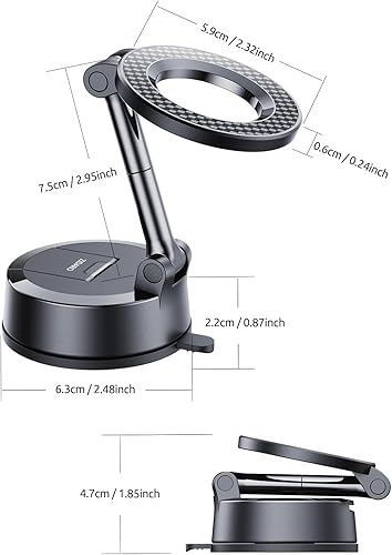 Miniatura 8 de Soporte magnético para teléfono de automóvil al vacío, ajustable en 360, compatible con iPhone 12-16 Series y montaje en tablero y Tesla, soportes
