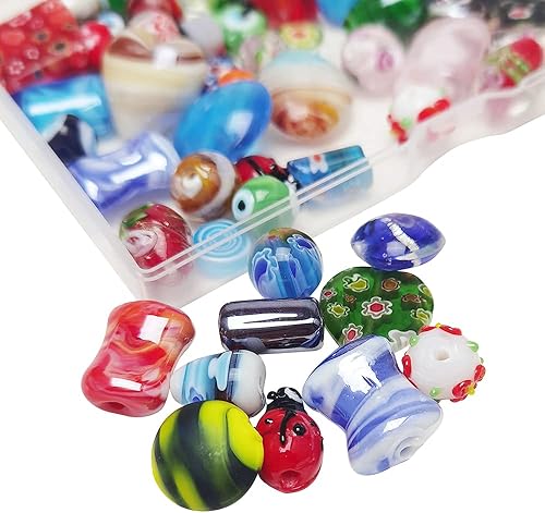 Miniatura 2 de Chenkou Craft 50 cuentas de cristal mixtas para adultos, grandes y pequeñas a granel para manualidades, cuentas de Murano para pulseras, collares,