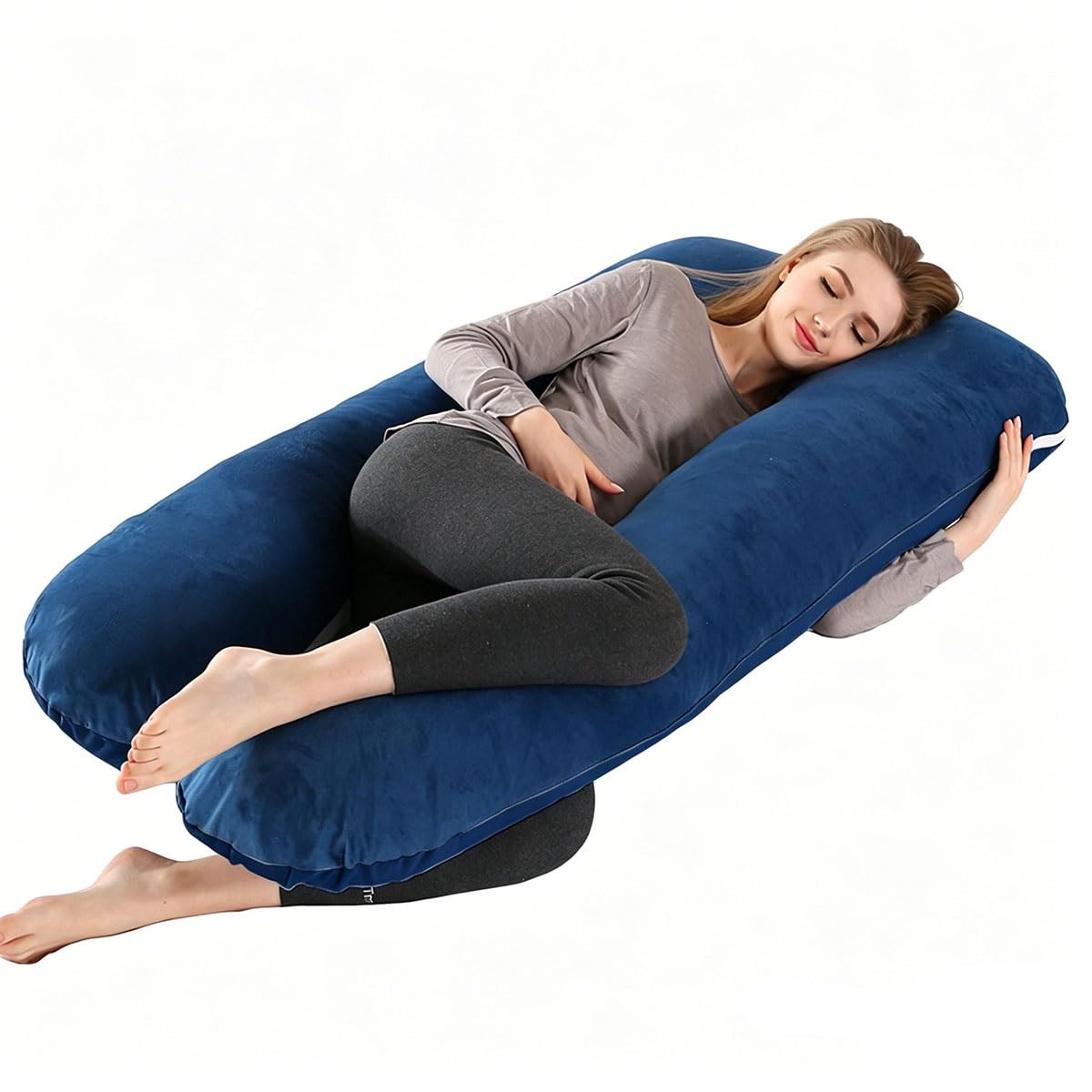 IRCKONCI Maternity Pillow, Soft Breathable Fabric, Pregnancy Sleep Support Hollow Fibre Fill(Blue)