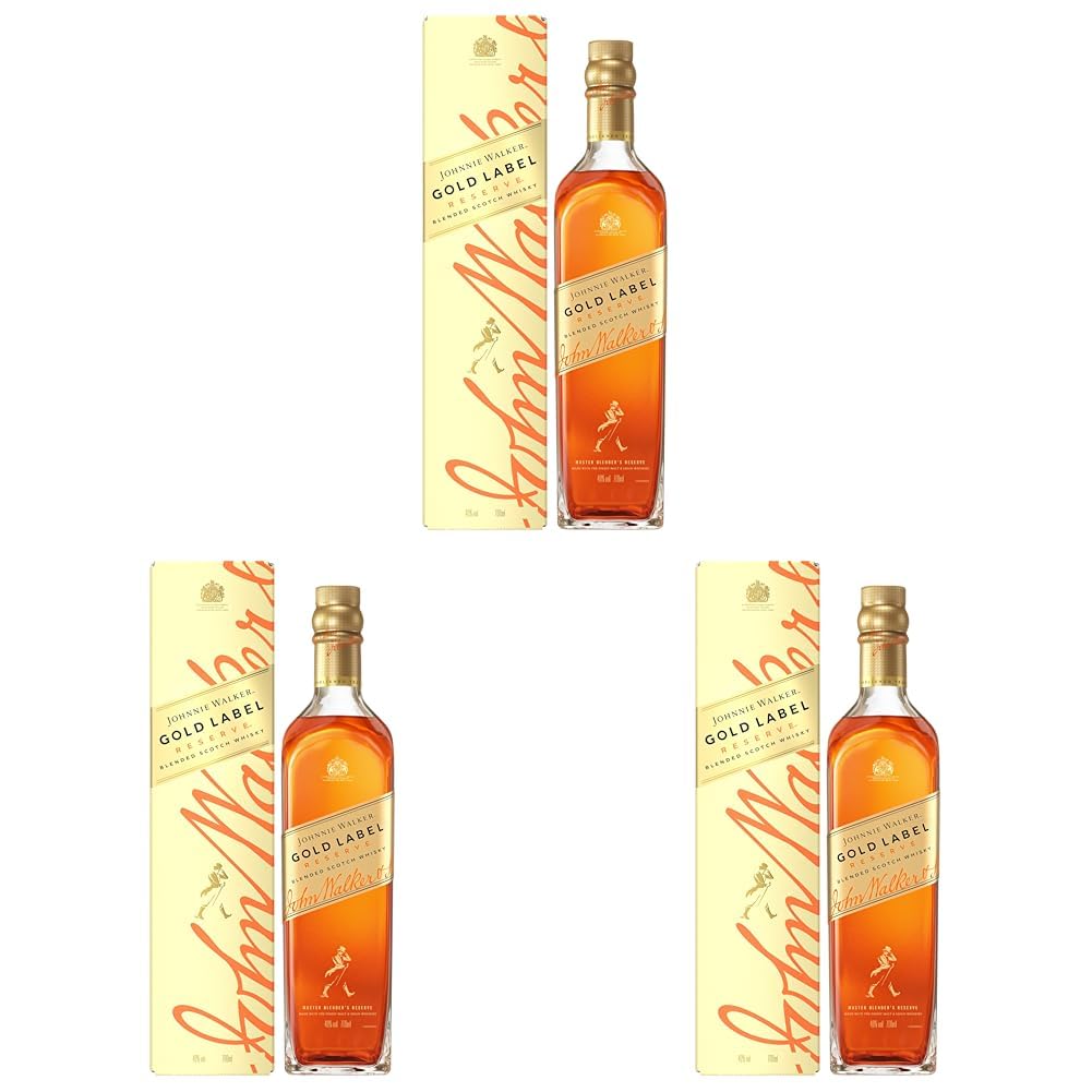 Johnnie Walker Gold Label Blended Scotch Whisky | Schottischer Genuß | aus den vier Ecken Schottlands direkt ins Glas | 40% vol | 700ml Einzelflasche (Packung mit 3)
