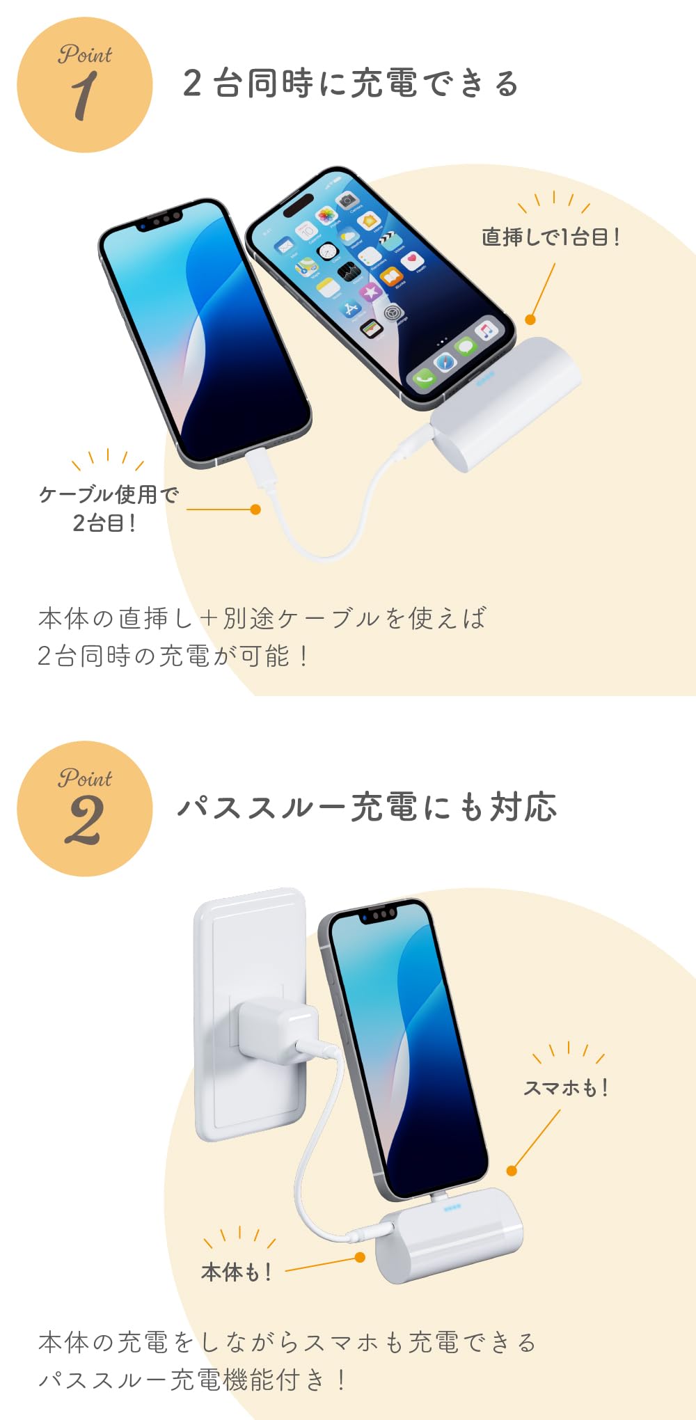 USB Type-C 直挿しモバイルバッテリー パススルー充電 対応 5,000 mAh / PD20W トムとジェリー PG-WLB50C01TAJ