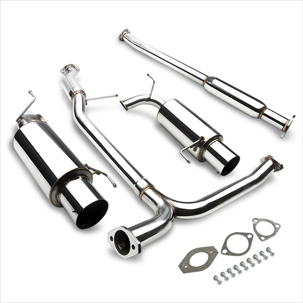 PM PERFORMOTOR Dual 4.5" Tip Muffler Stainless Steel Catback Exhaust System Compatible with 98-02 Honda Accord 3.0L V6