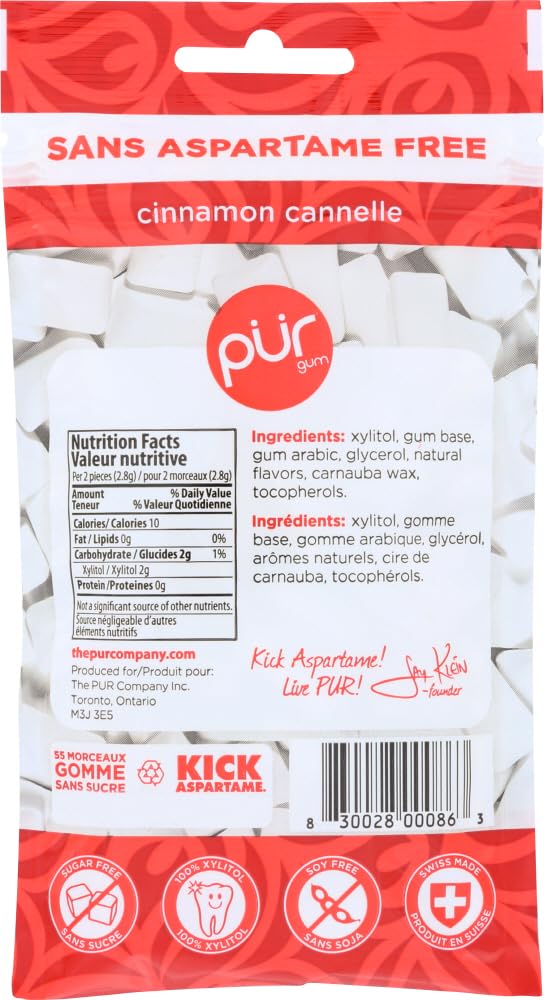 Pur Gum Cinnamon Gum, 80 Gram - 57 pieces per pack - 12 packs per case. thumbnail 3