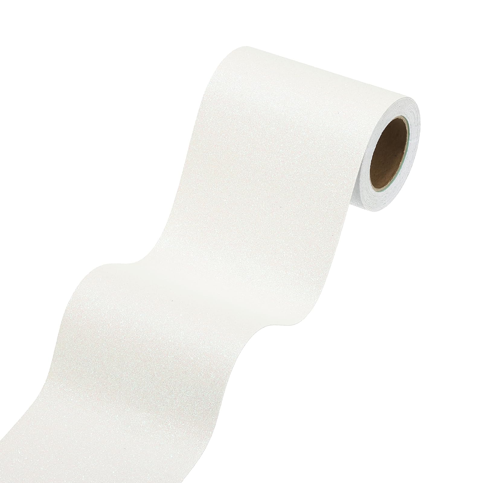 Borde de papel pintado con purpurina blanca 10x299 cm autoadhesivo