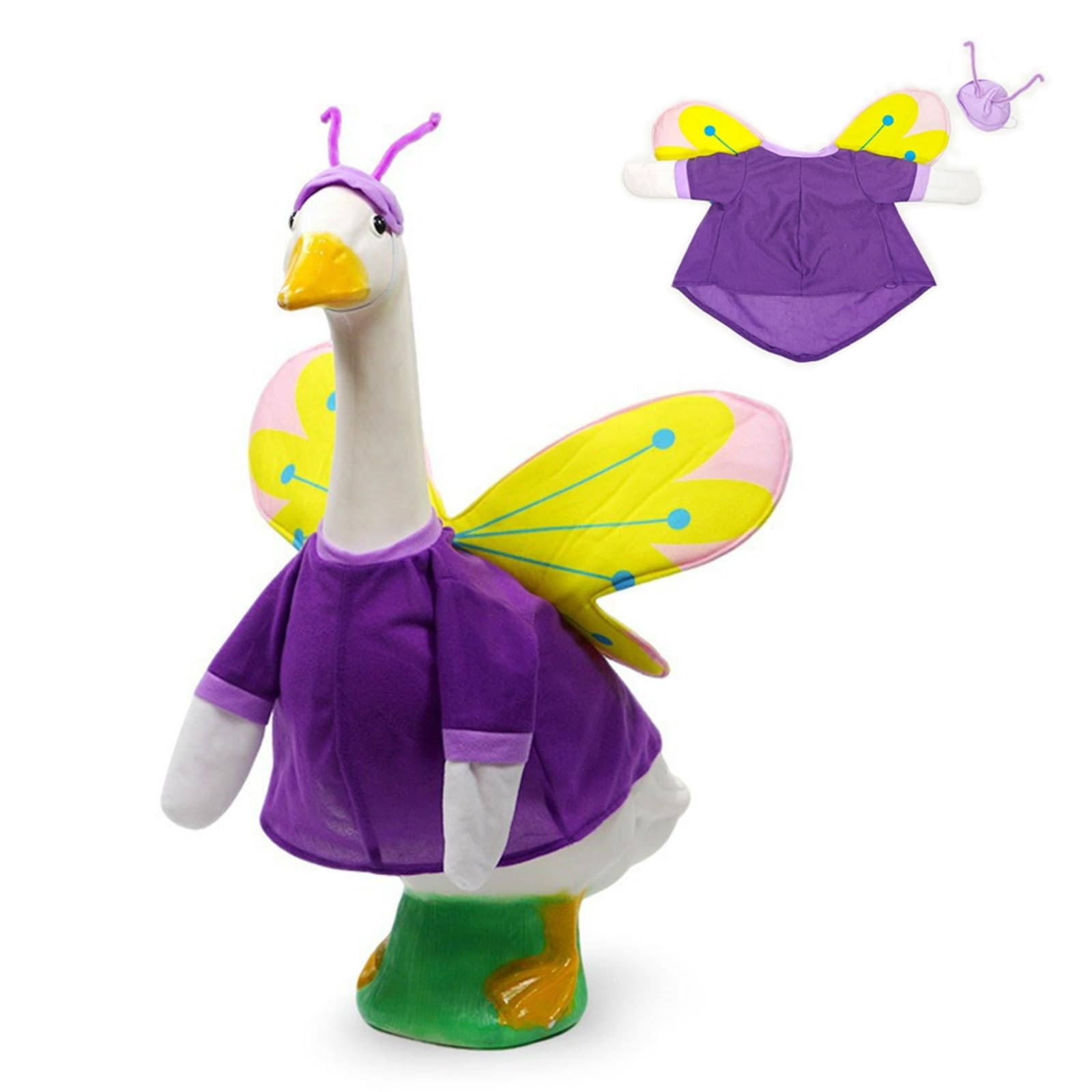 Jhuajisfc Yellow Garden Goose Porch Goose Outfit For 23" Lawn Statue, Bee & Butterfly Decor