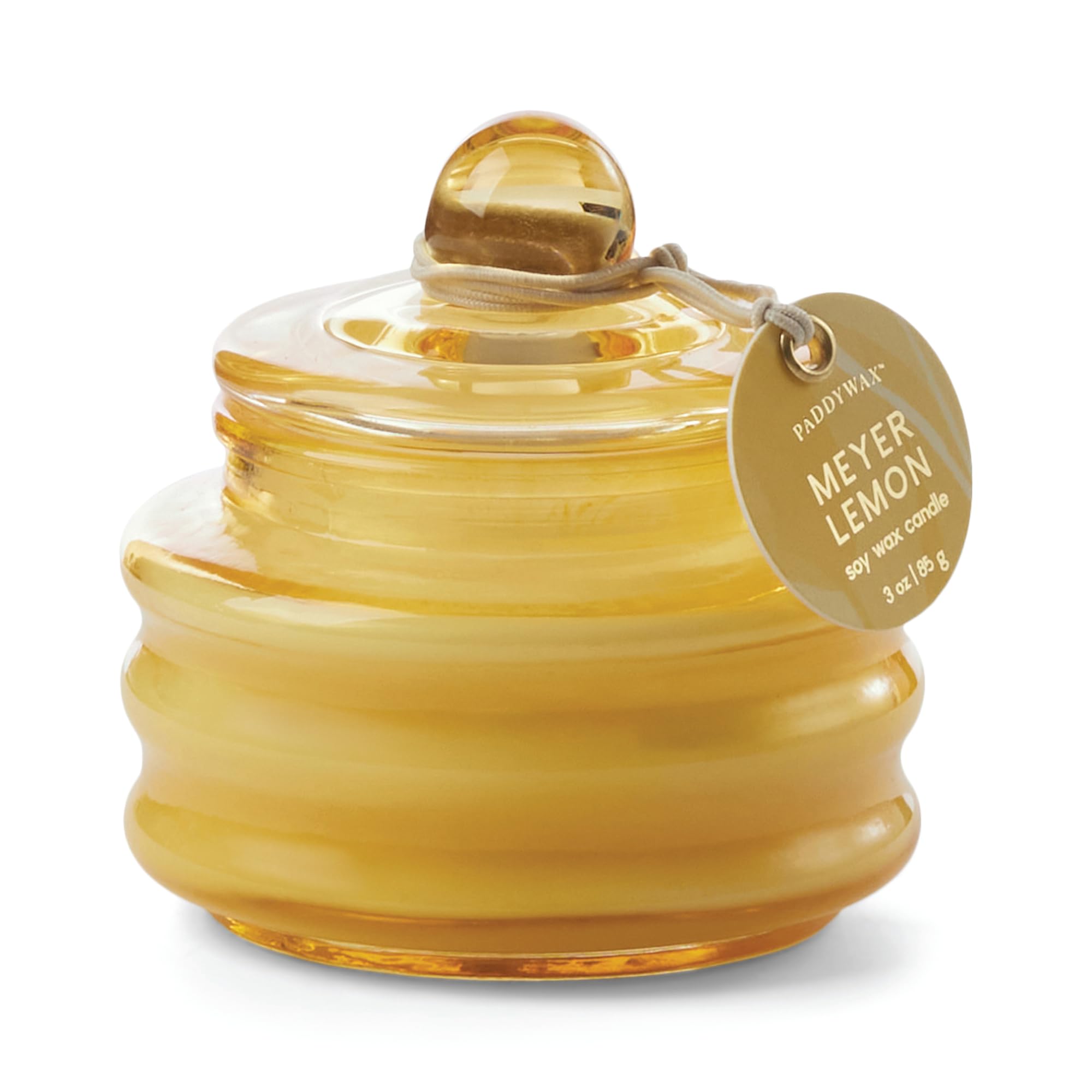 Paddywax Yellow - Meyer Lemon Scented Candles Beam Collection Small Artisan Luxury Glass Jar Candle With Lid, 85G,