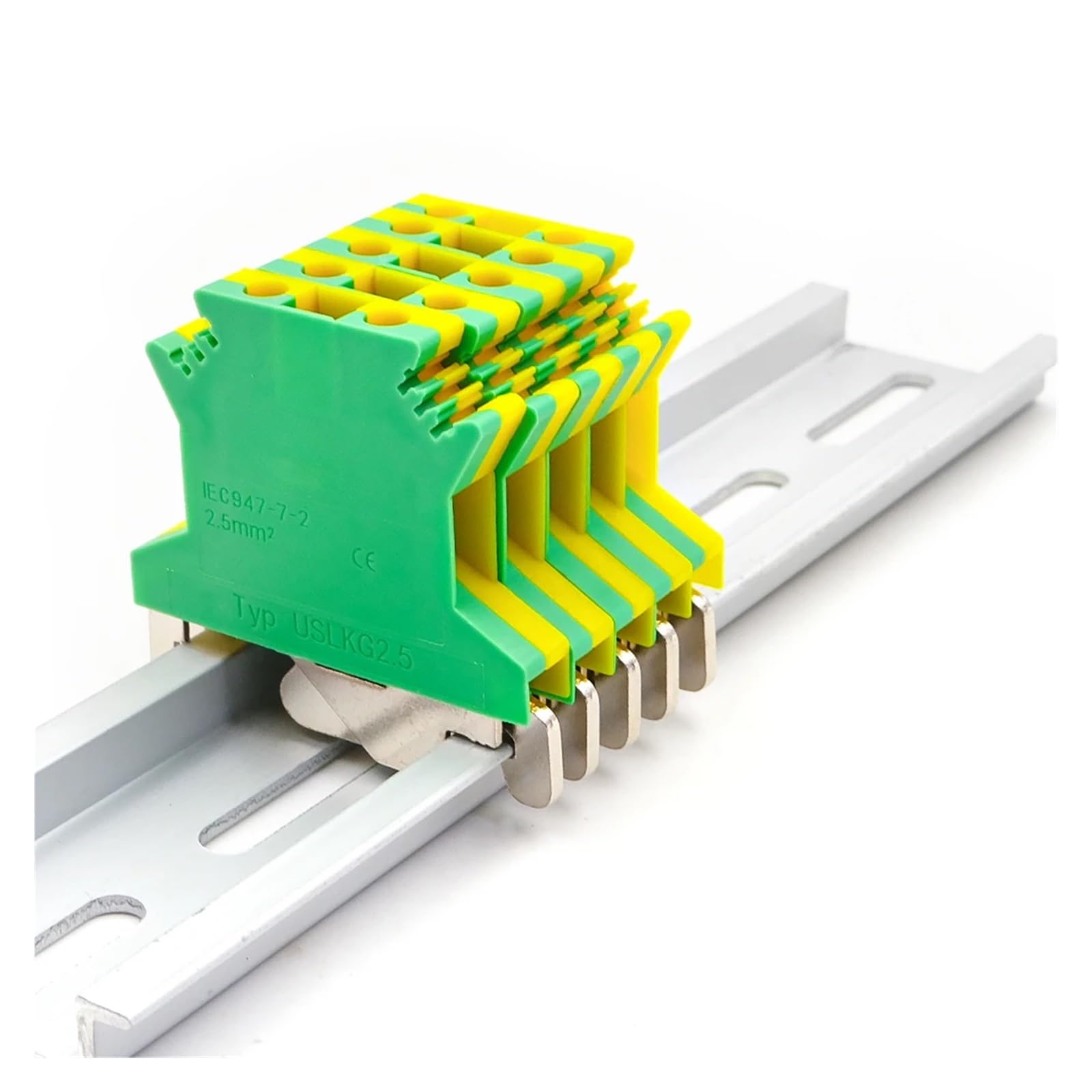 10 pezzi USLKG 2.5 Morsettiera for guida DIN con collegamento a vite di terra 500V 24A conduttore elettrico