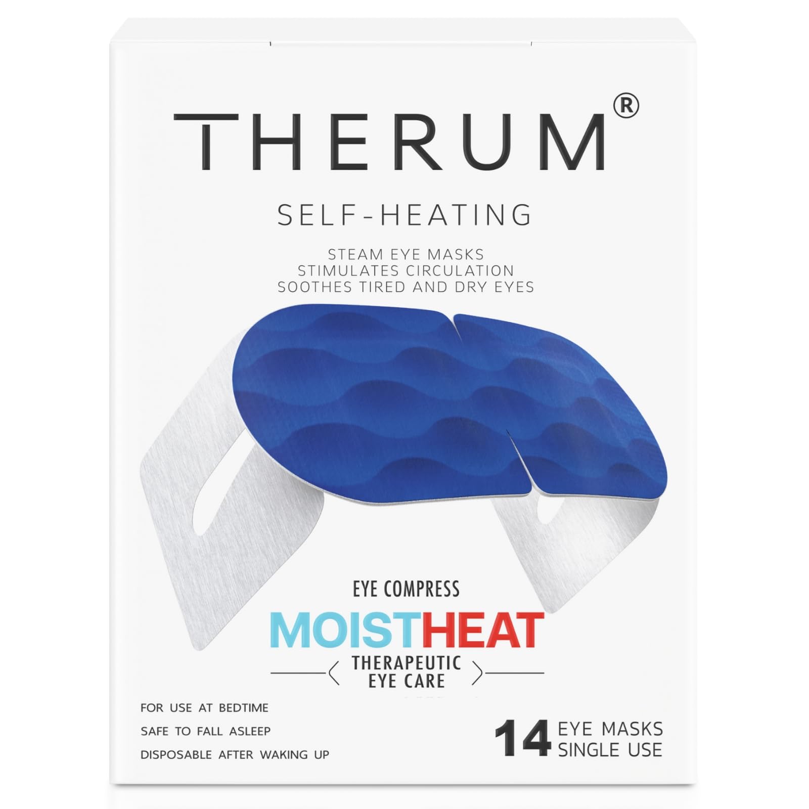THERUM 120 Mins Long Lasting Self Heating Steam Eye Mask for Tired Dry Eyes Meibomian Gland Dysfunction Stye