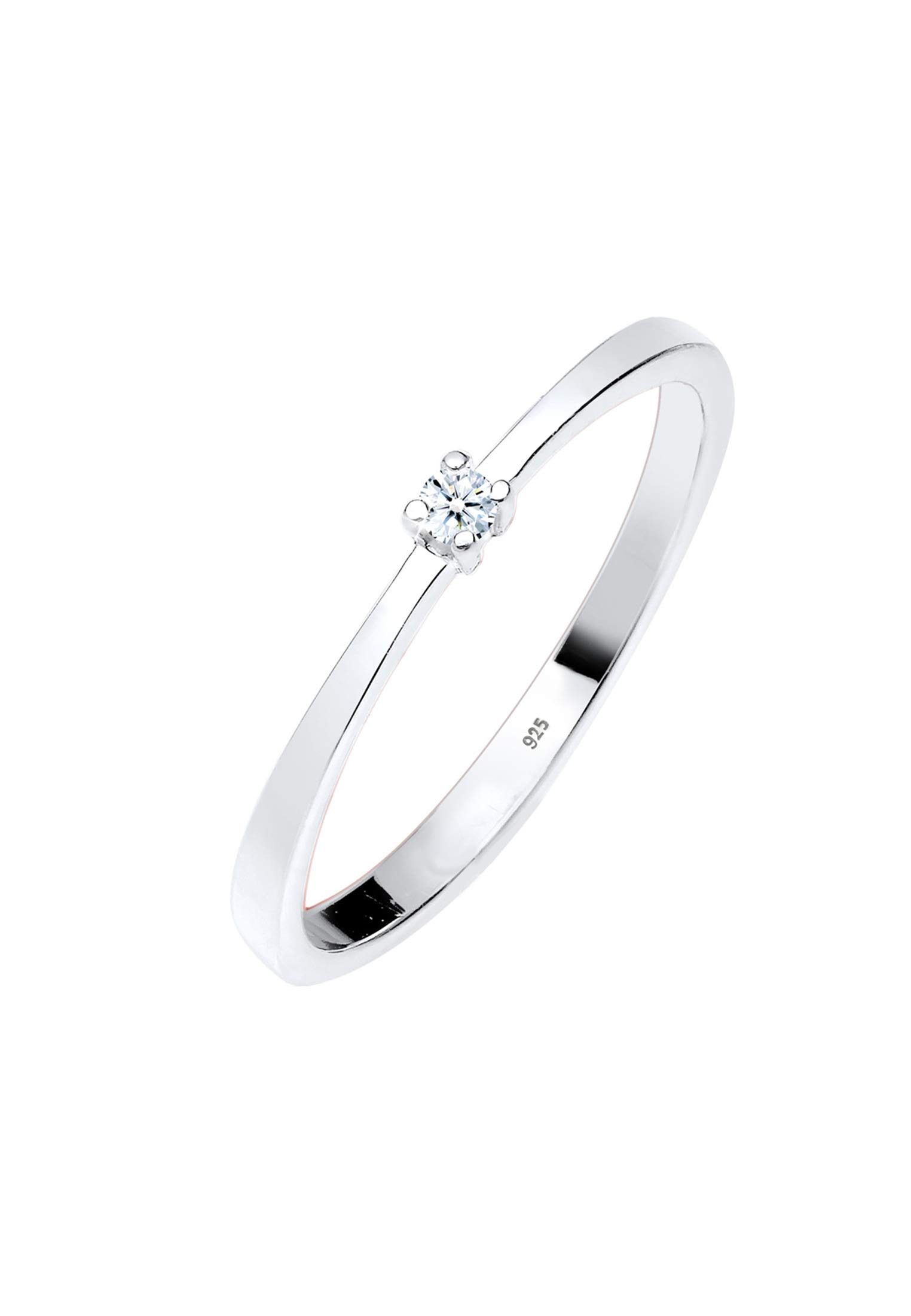 Elli DIAMONDS Ring Women Engagement Solitaire Diamond (0.03 ct.) in 925 Sterling Silver