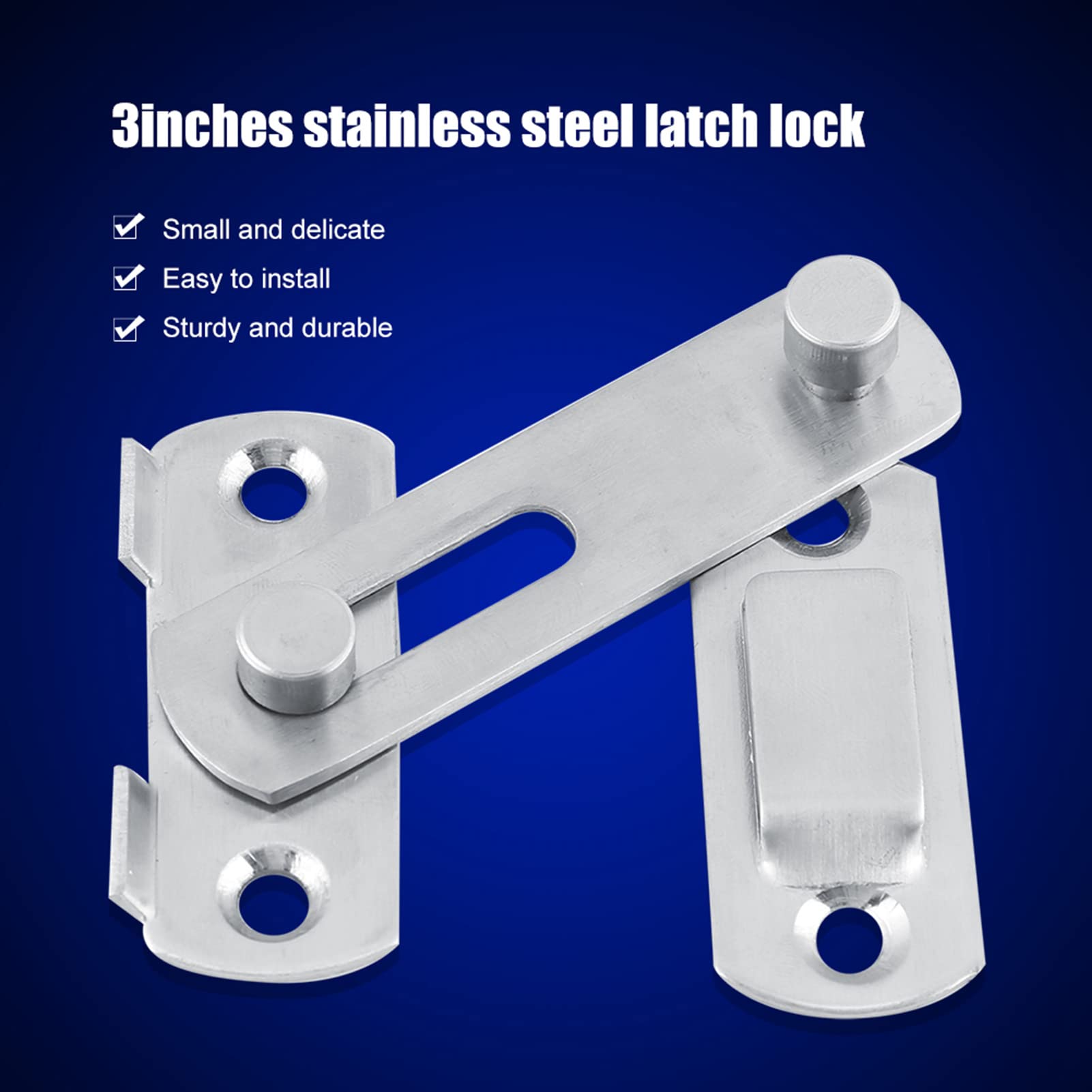 Door Hasp Latch Lock, 2 Pack Stainless Steel Safety Padlocks Clasp Hasp Lock Latch with Screws kit for Window Cabinet Fitting Room
