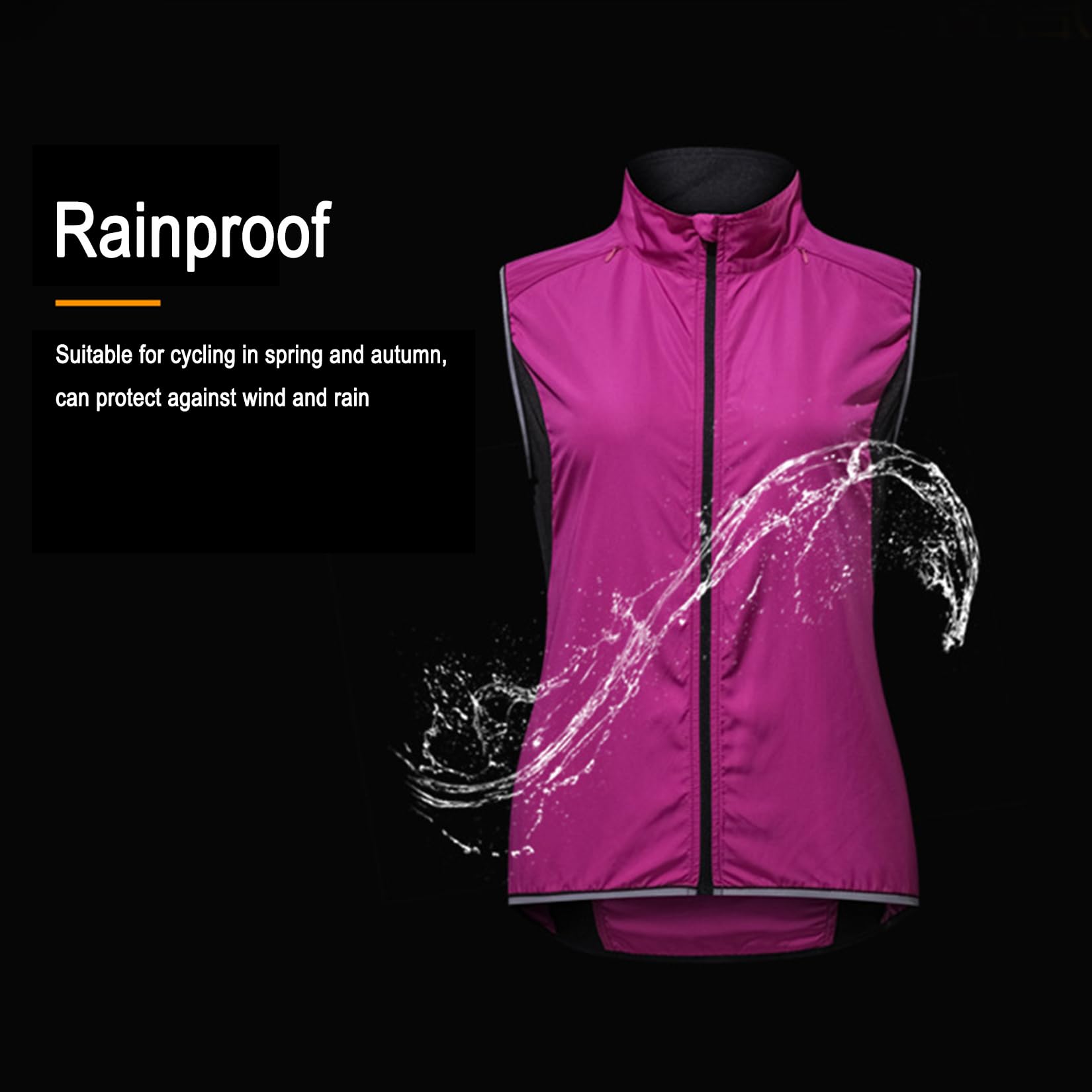 Gilet De Cyclisme pour Femme Veste De Cyclisme sans Manches Réfléchissante Haute Visibilité Gilet De Sport Léger Et Respirant Gilets De Vélo De Montagne Résistants À l'eau,Purple-XXL