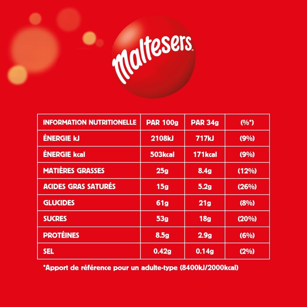 MALTESERS - Grand Format de Bonbons Chocolat au Lait Cœur Croquant - 24 sachets de 68g