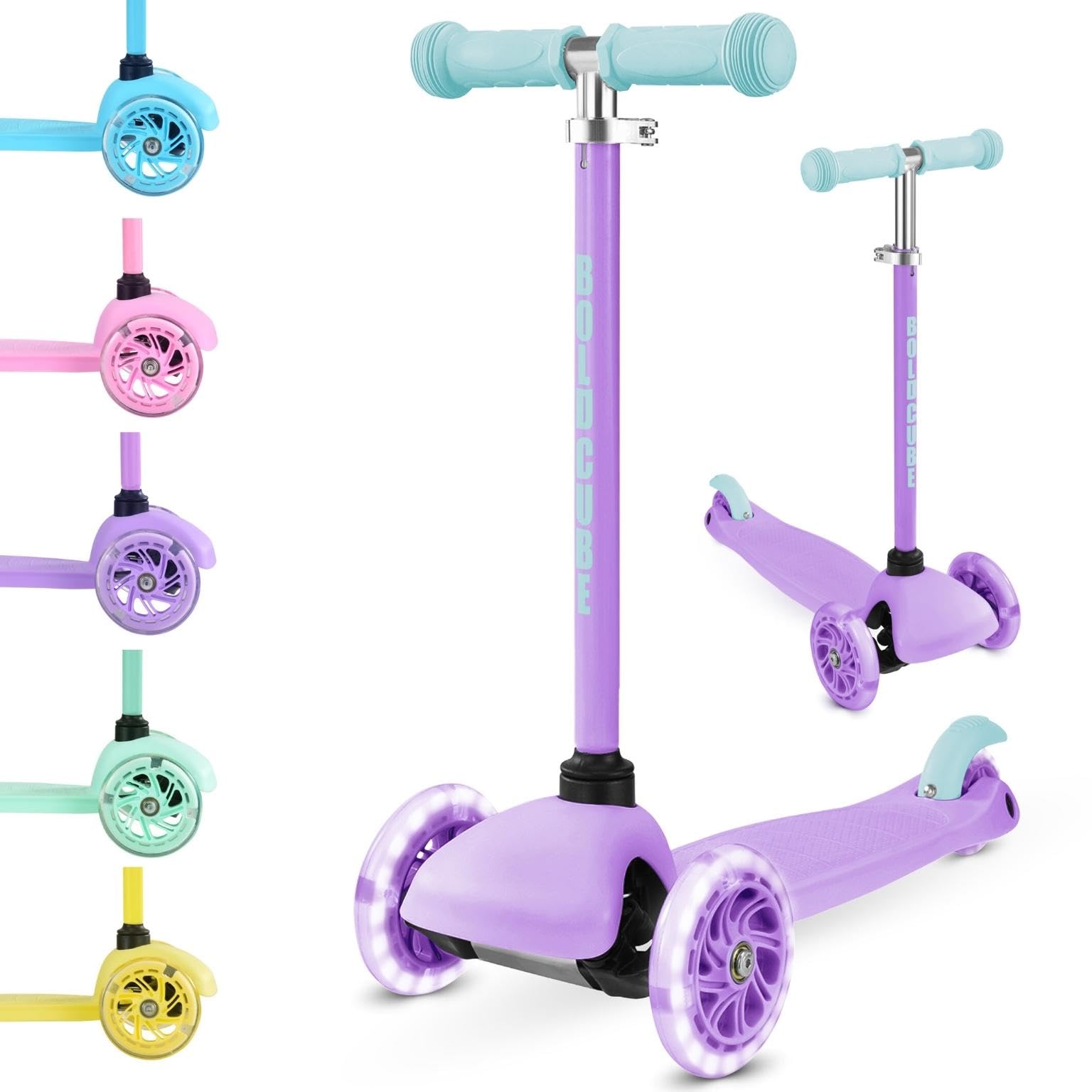 BOLDCUBE Teeny | Patinete 3 Ruedas | Niños y Niñas | 2-6 Años | Ruedas con iluminación LED | Manillar Ajustable 53 a 70 cm