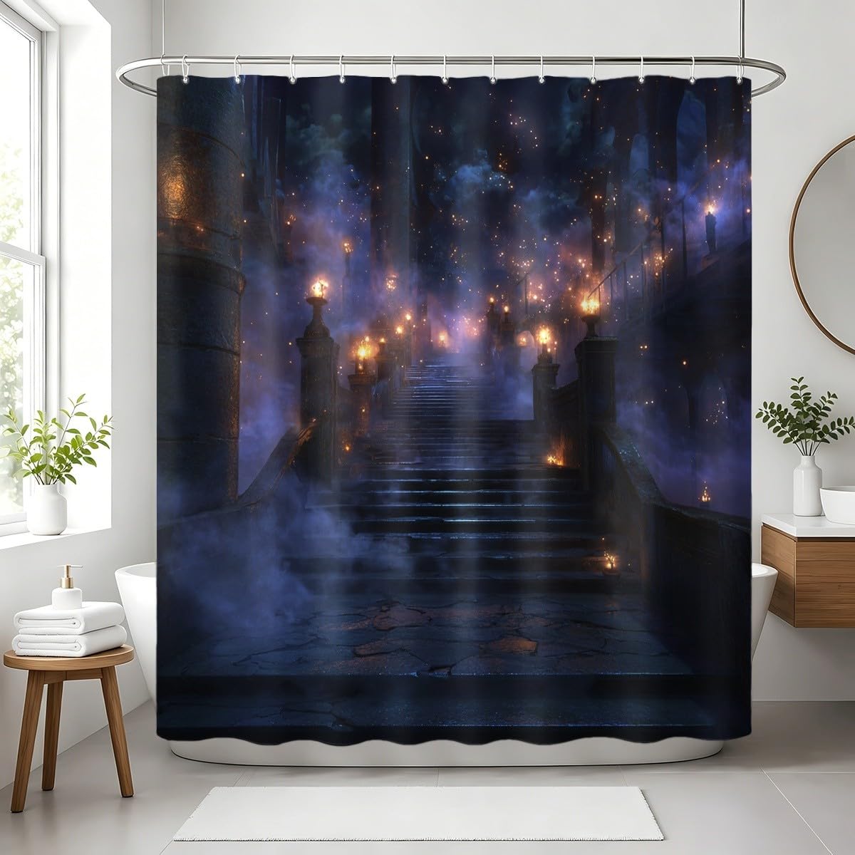 Viola Tenda per Doccia 240x200 cm Impermeabile Antimuffa Poliestere