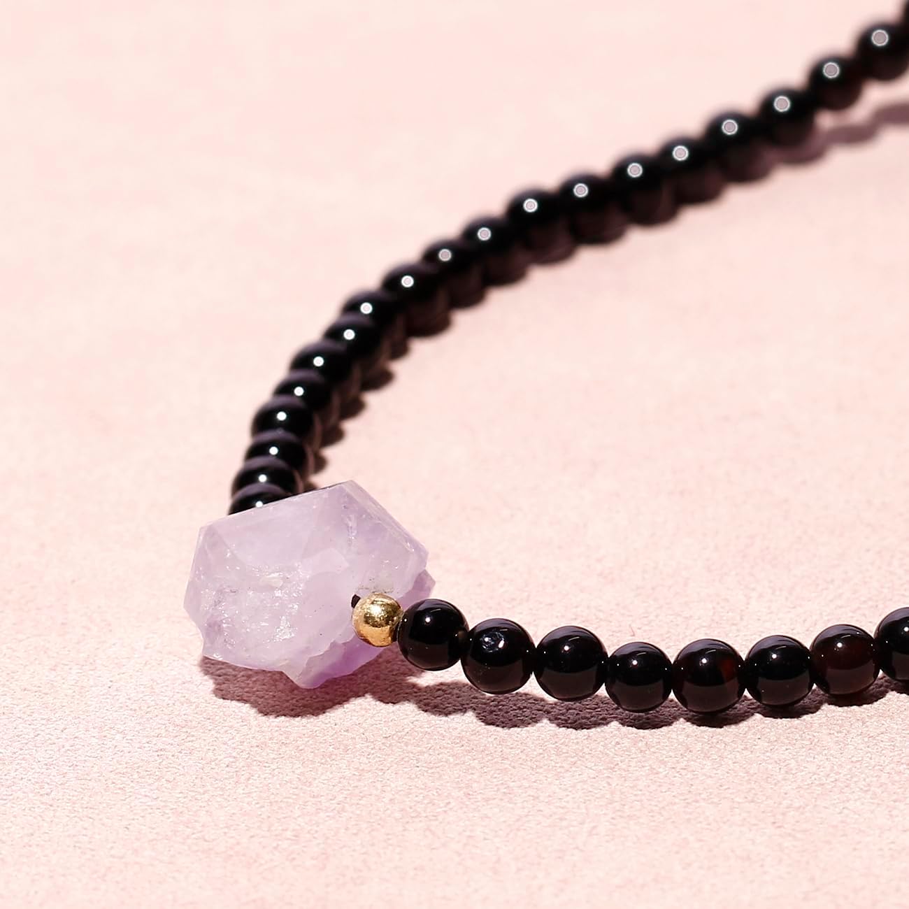 Simple Raw Amethyst Beaded Necklace Spiritual Protection Choker 4mm Gemstones and Crystals Necklaces for Women - Image 5