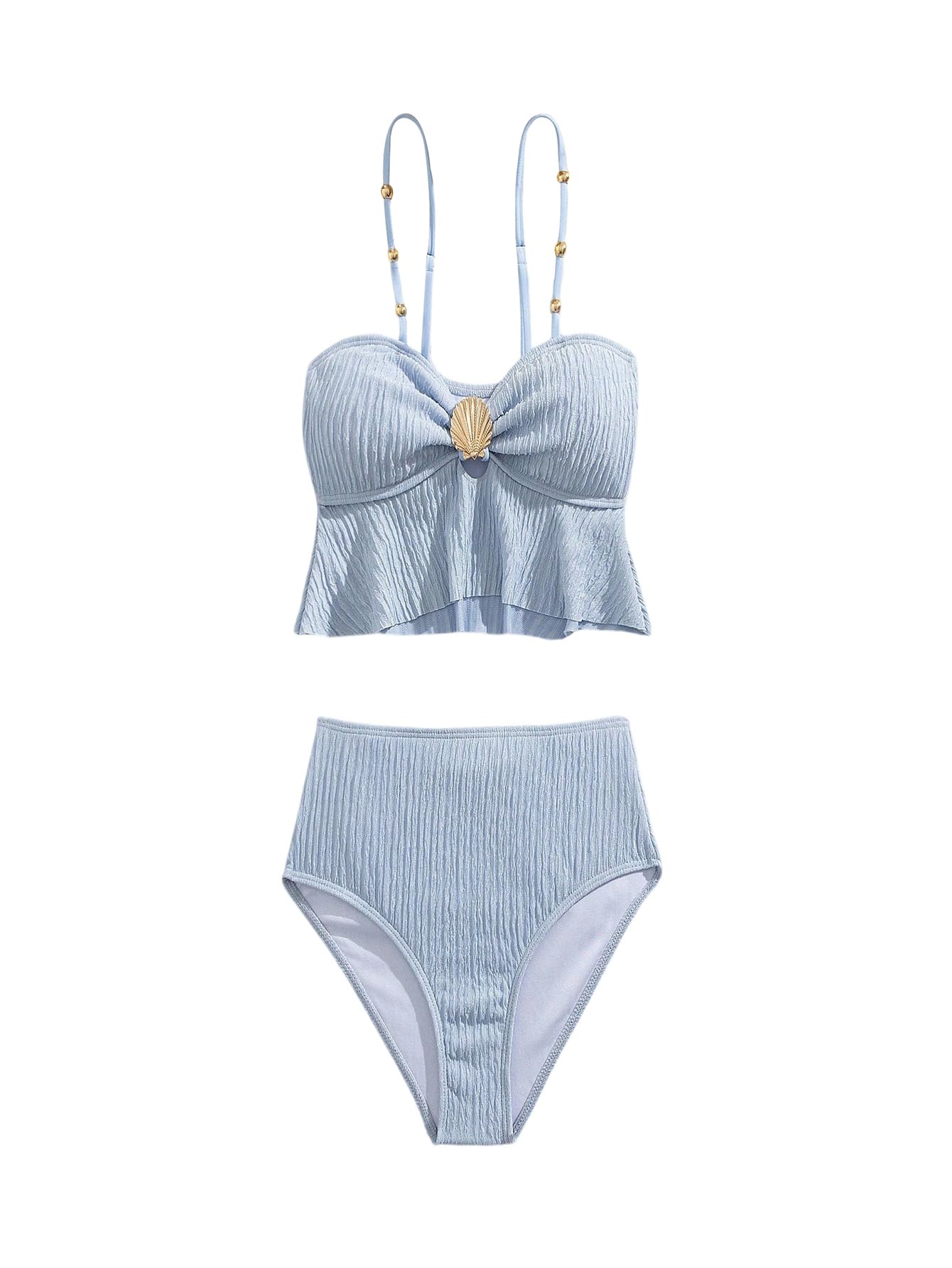 SweatyRocks Bikini dla nastolatek i dziewcząt, 122-152, dwuczęściowy kostium kąpielowy z dekoracją, moda plażowa, Cutecore dziewczęcy strój kąpielowy