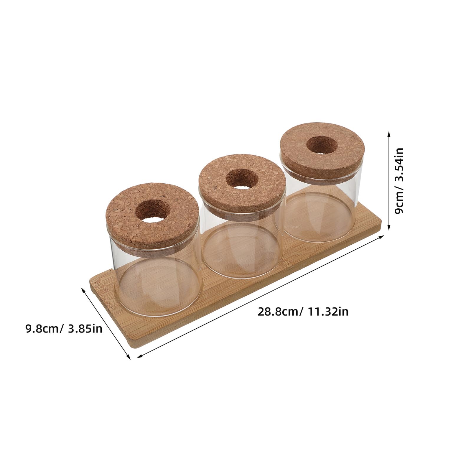 UKCOCO Vase de Propagation en Verre Hydroponique 8X8 CM avec Couvercle Perforé et Support Bois, Jardinière de Bureau pour Culture sans Terre, Terrarium Décoratif pour Plantes Succulentes