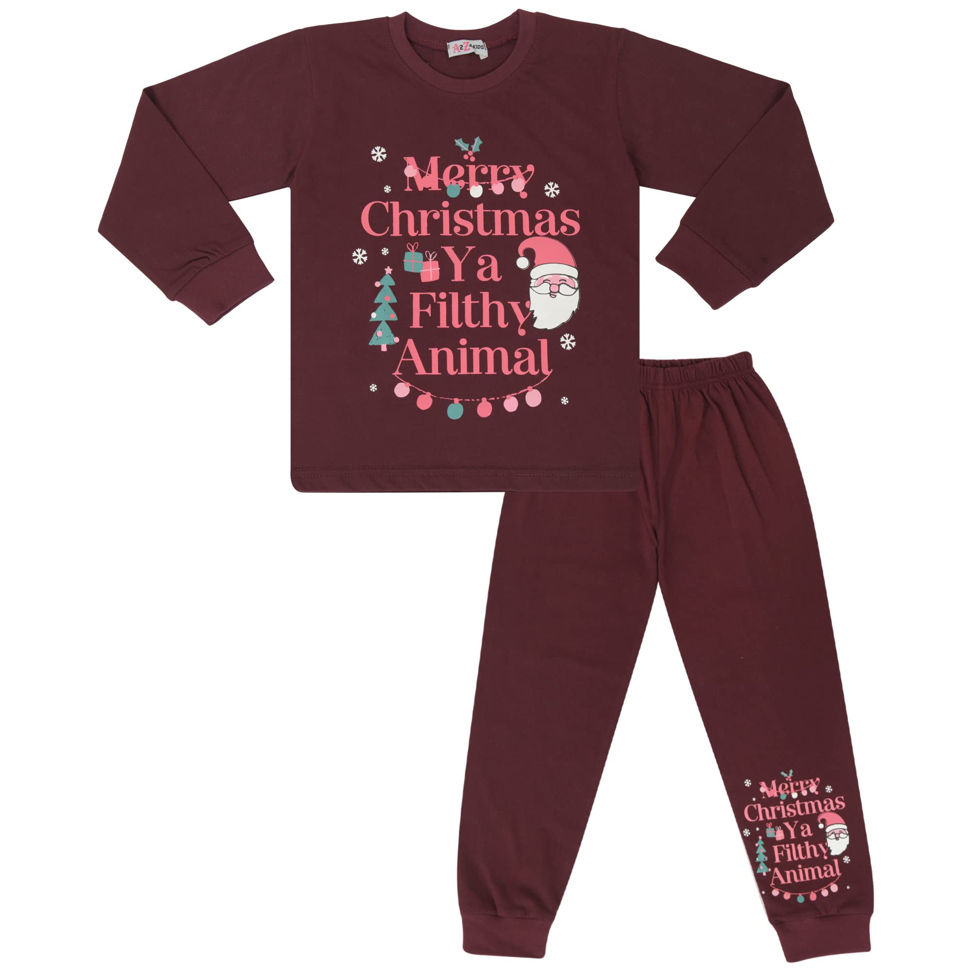 A2z 4 Kids Girls Wine Boys Pj's Ya Filthy Printed Christmas Pyjamas Loungewear Long Sleeves Sleeves Xmas - Pjs 206 Ya Filthy 13
