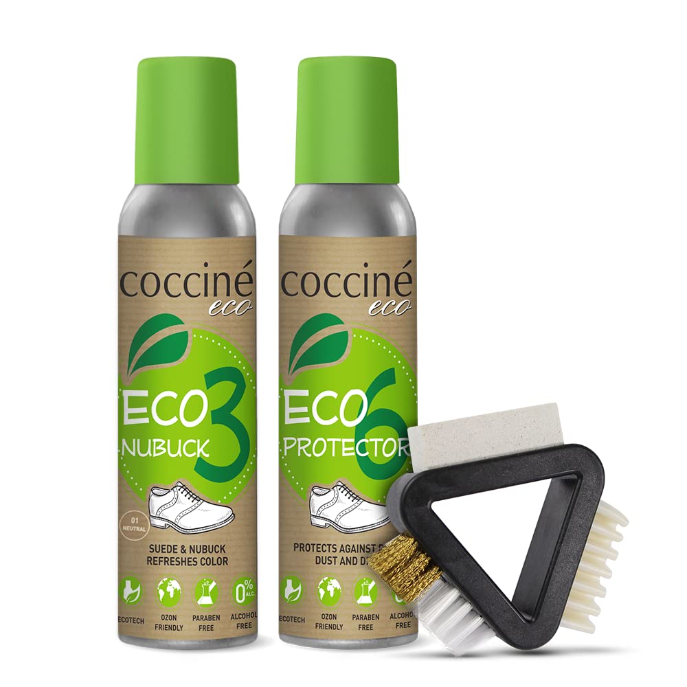 Coccine - Kit per la cura delle scarpe in camoscio e nabuk I Detergente spray impregnante I Prolunga la vita delle scarpe I Protegge i piedi dall'umidità