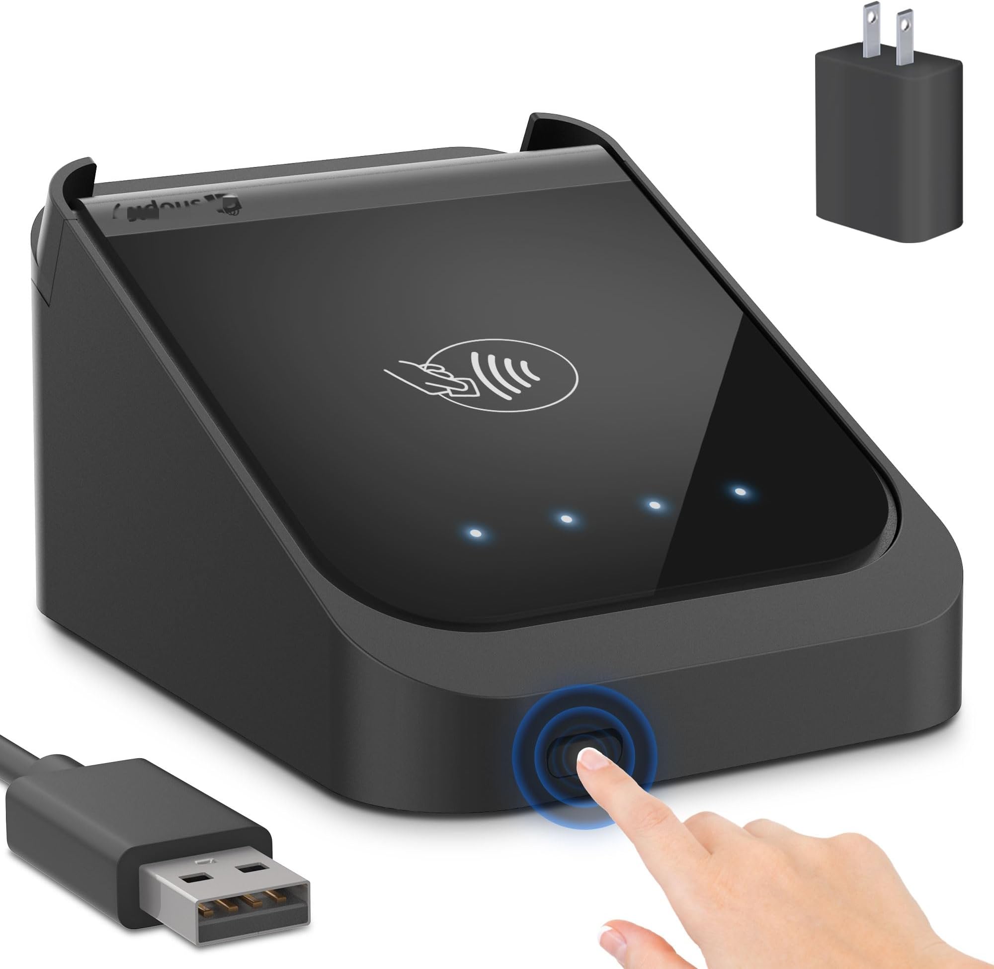 Dock Compatible with Shopif Tap & Chip Reader, with Smart Anti-Sleep Button Cable and Wall Charger, POS System Holder Stand for Credit Card Reader Small Business Essentials (No Device Included