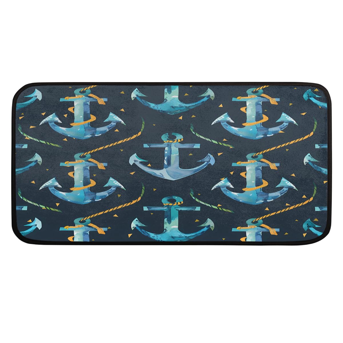 Tapis de cuisine ancres bleues vintage 99x51 cm antidérapant et lavable