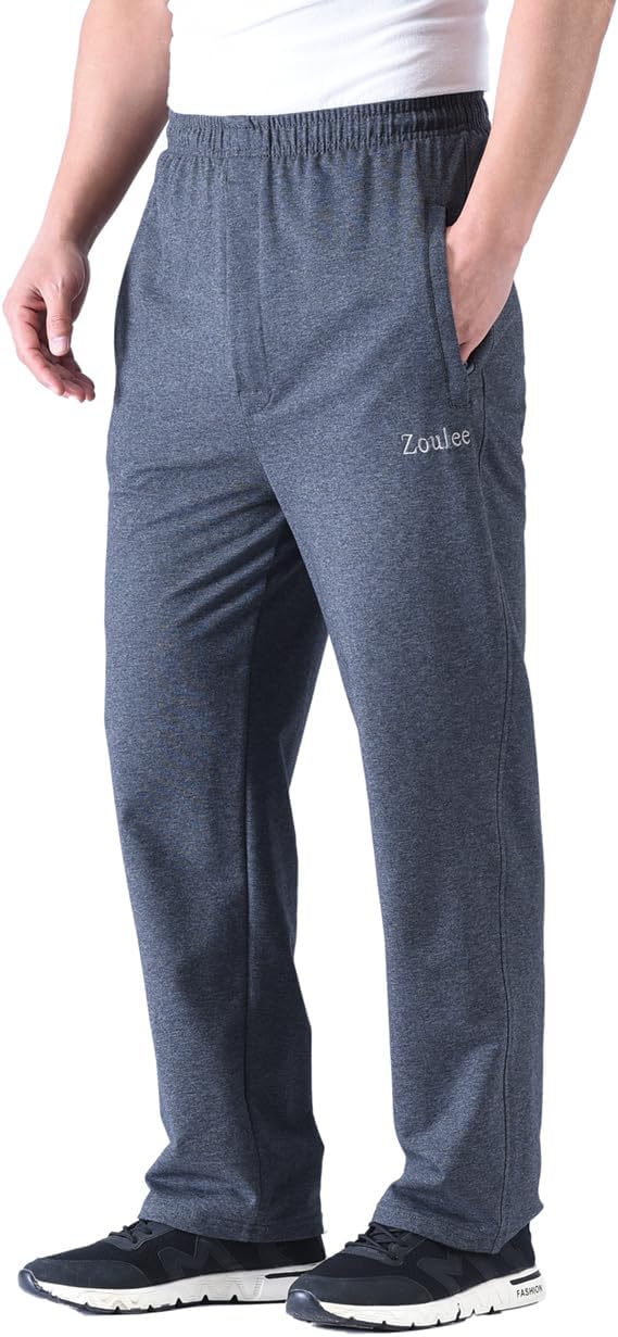 Zoulee Men's Casual Cotton Jogger Sweatpants Zipper Front Pants - Image 4