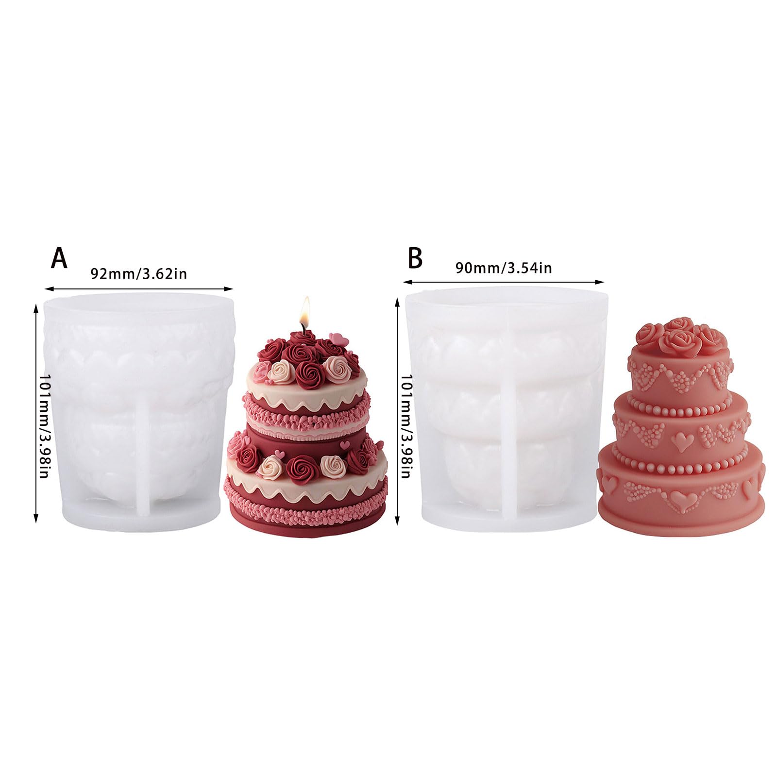 Molde de silicona para tartas de rosas, velas de boda resistentes al calor, molde de silicona para hacer jabón, chocolate, hornear, pastel de rosas