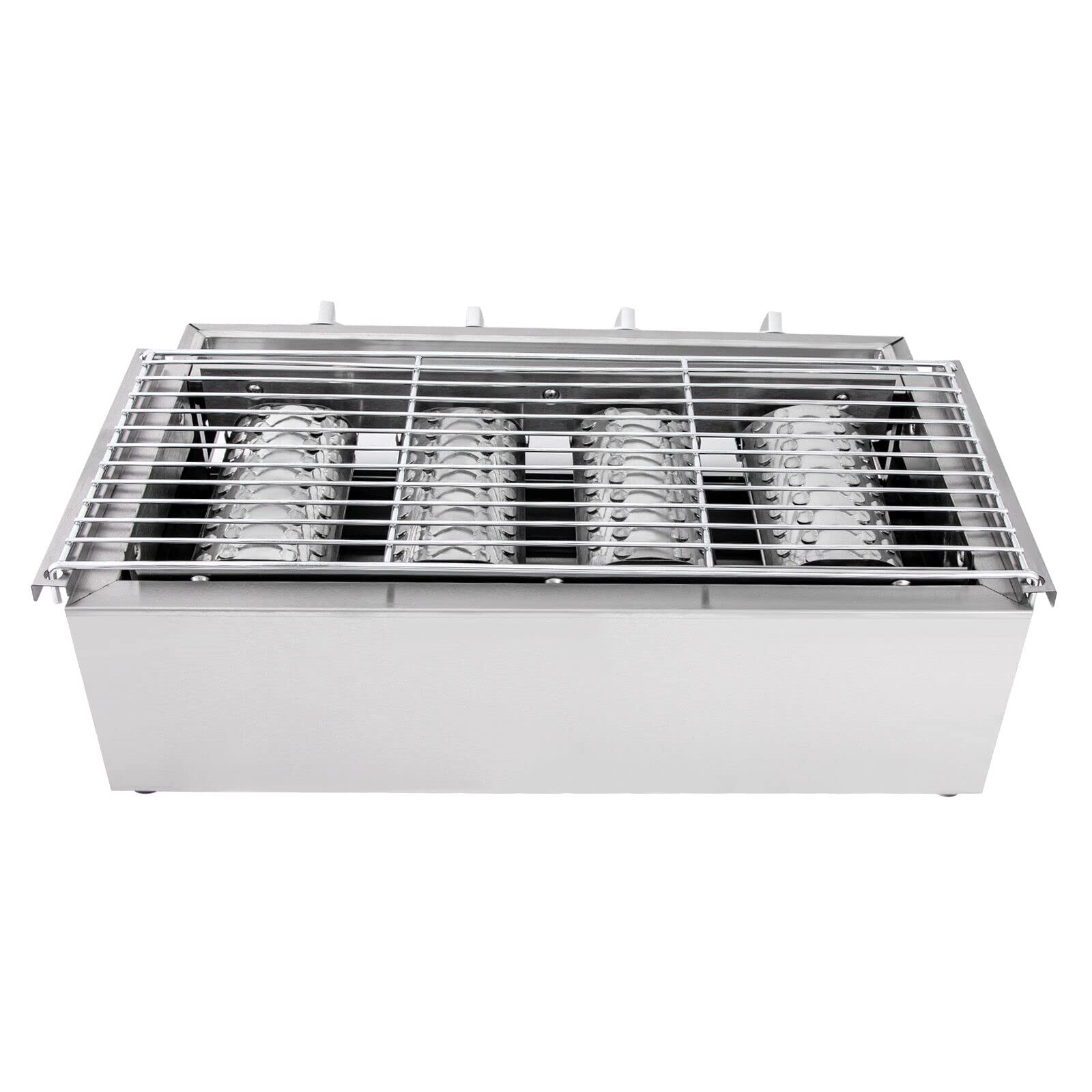 Barbecue à Gaz En Acier Inoxydable, 4 Brûleurs, Rôtissoire Gastronomique Amovible, Hauteur Réglable Pour Camping, Balcon, Jardin